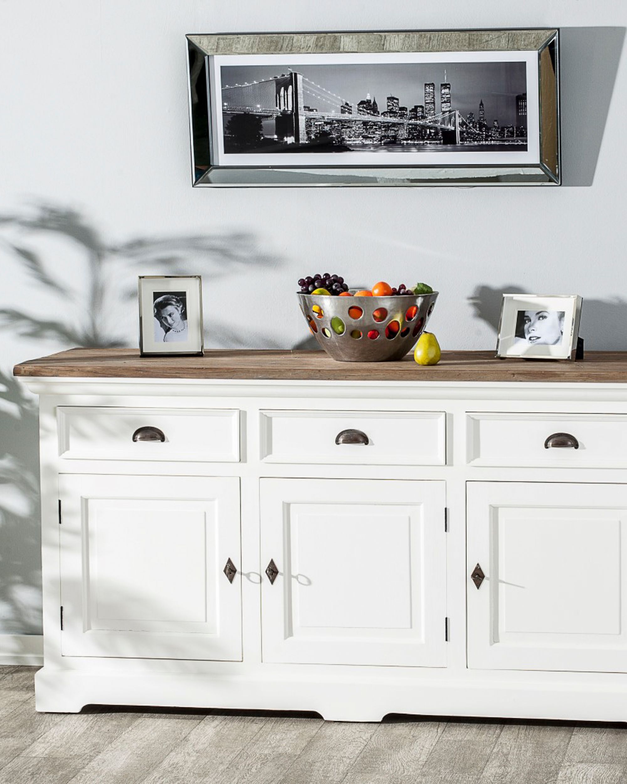 Commode Brighton 180x55x95cm white&natural grey (hover)