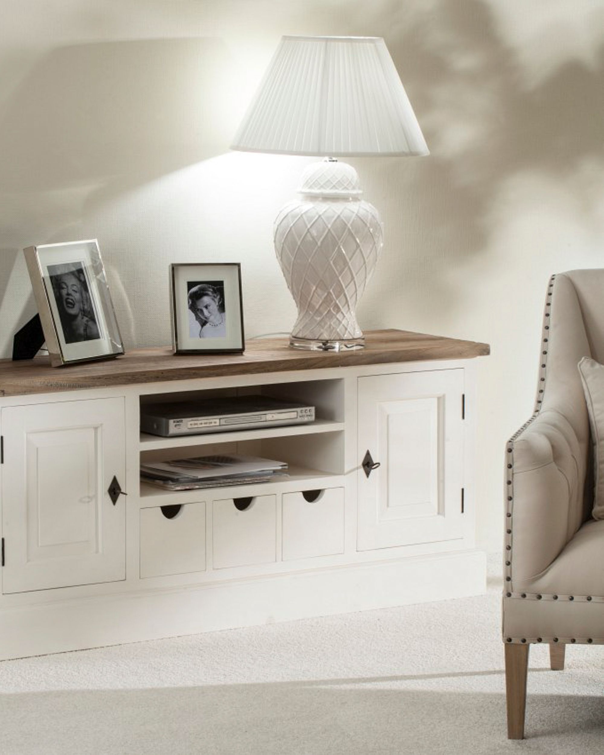 Banc TV Brighton 150x40x65cm white&natural (hover)