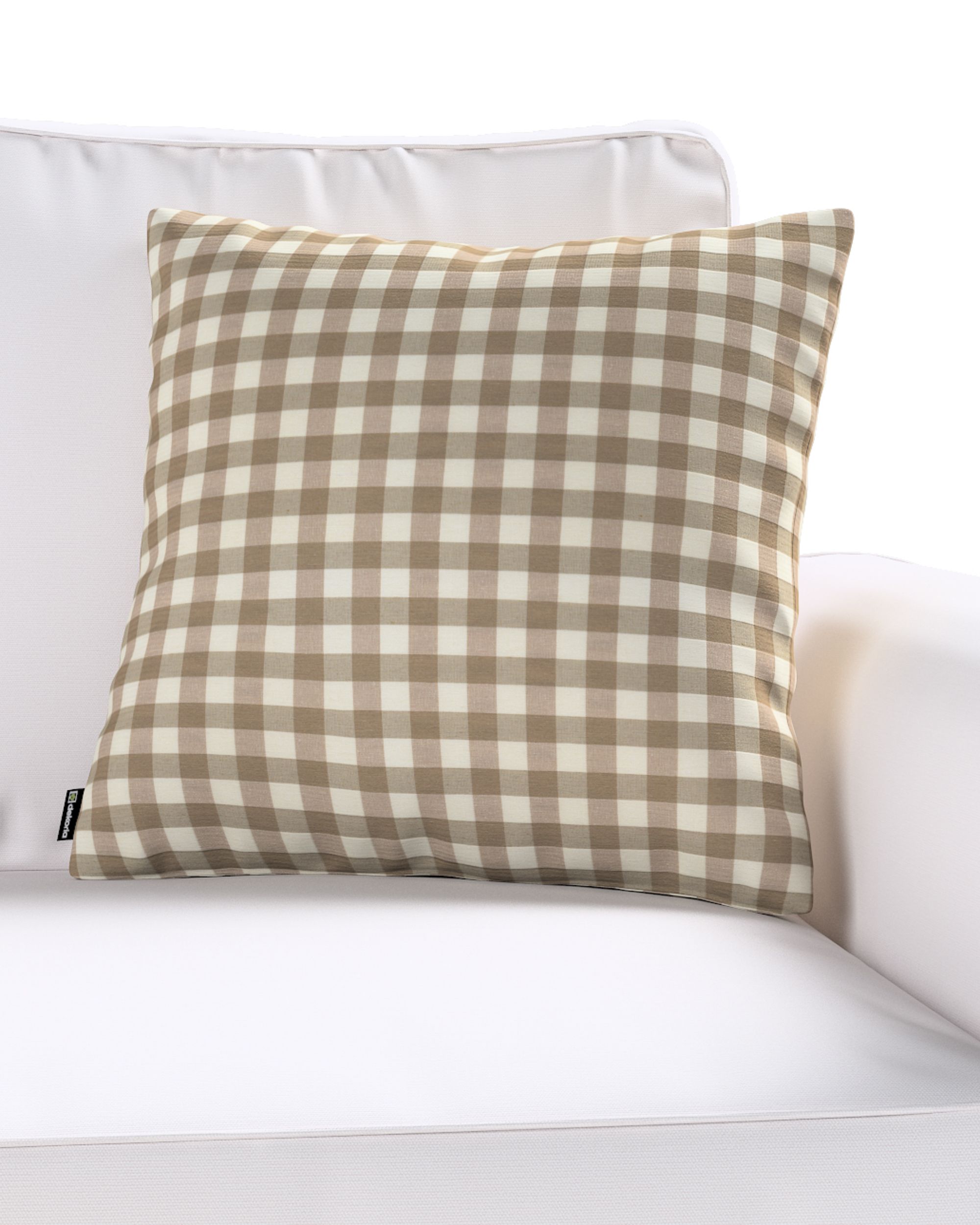 Housse de coussin Kinga couleur beige tissu à motifs (hover)