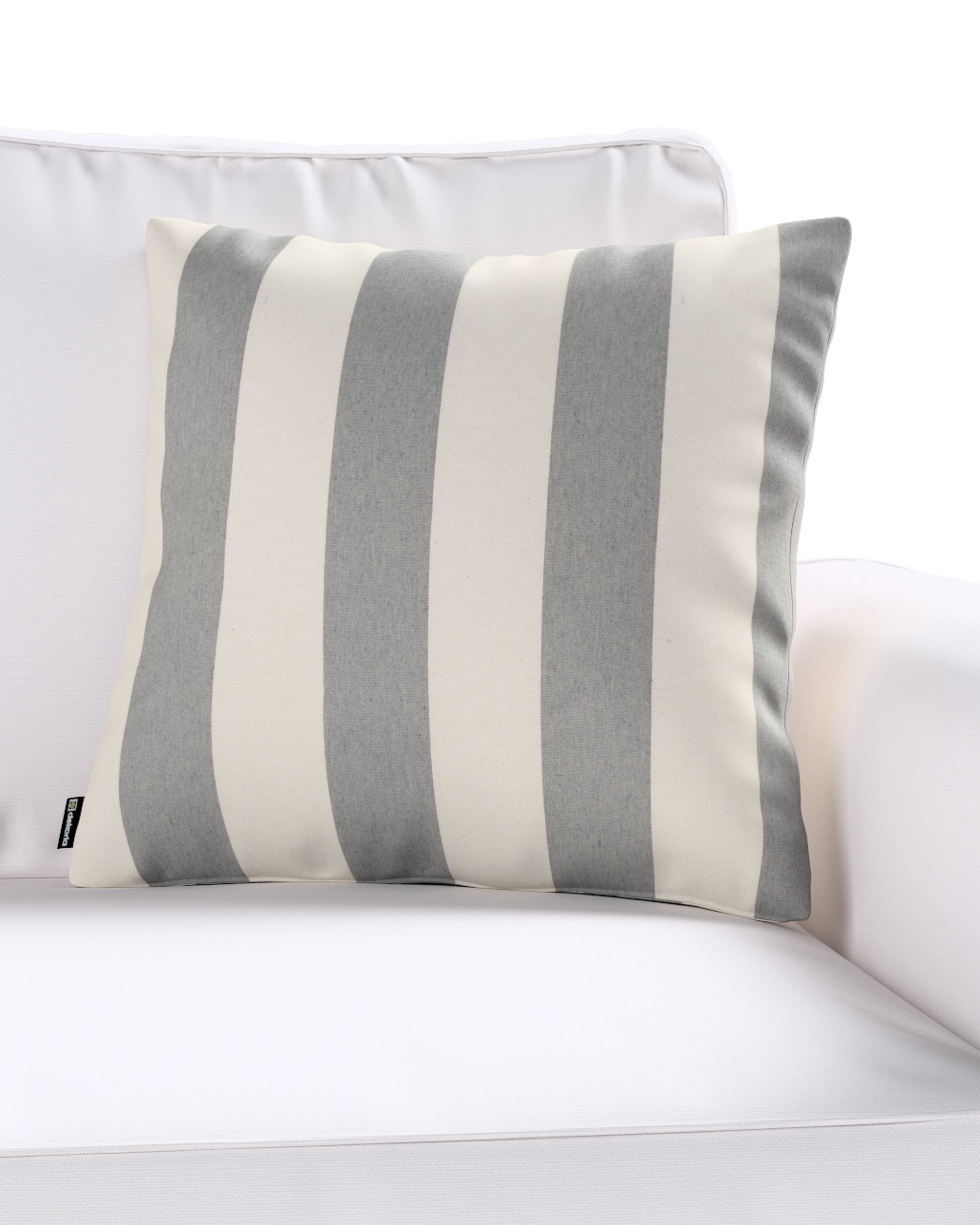 Housse de coussin Kinga couleur gris tissu à motifs (hover)