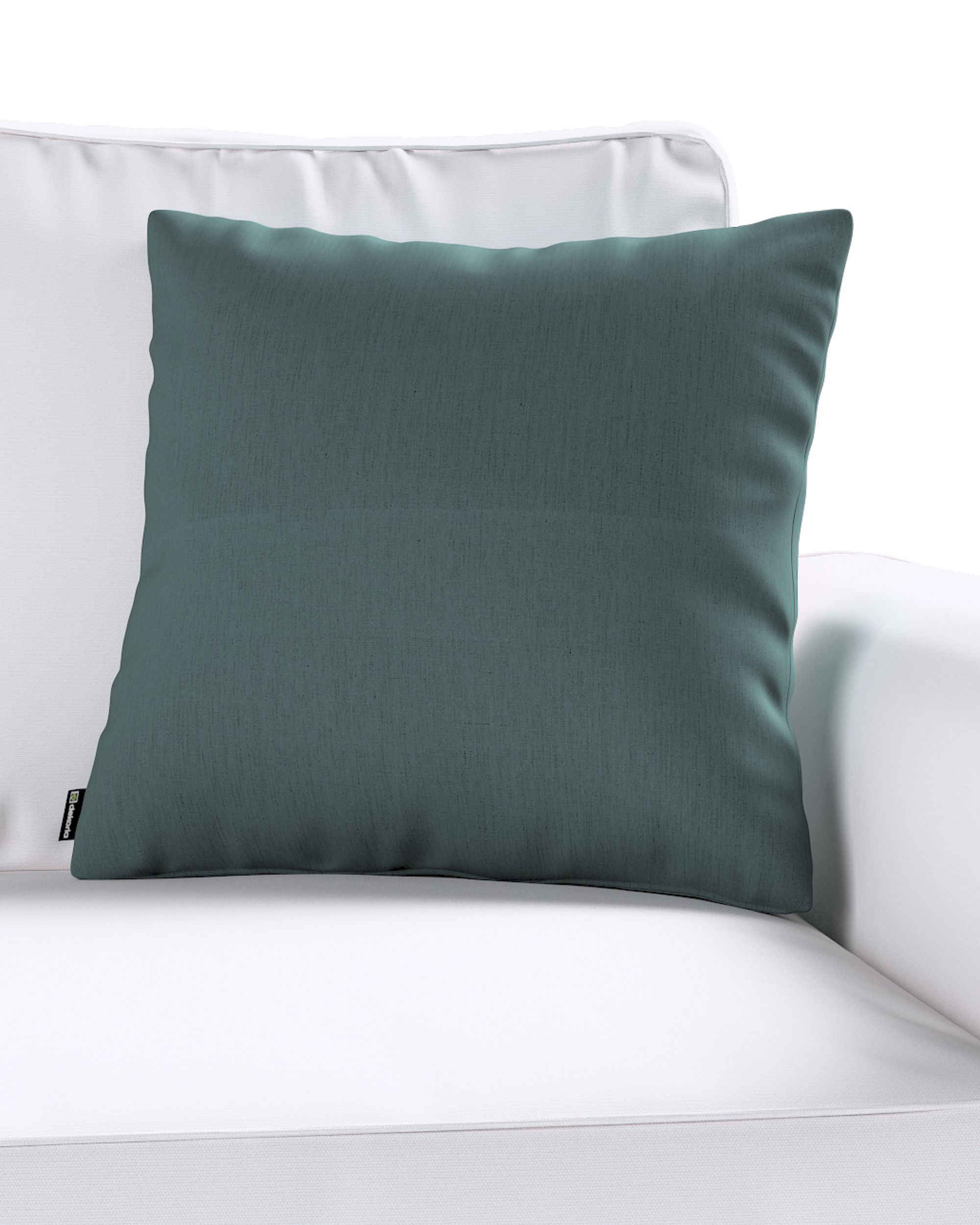 Housse de coussin Kinga couleur vert tissu semi-transparent, tresse (hover)