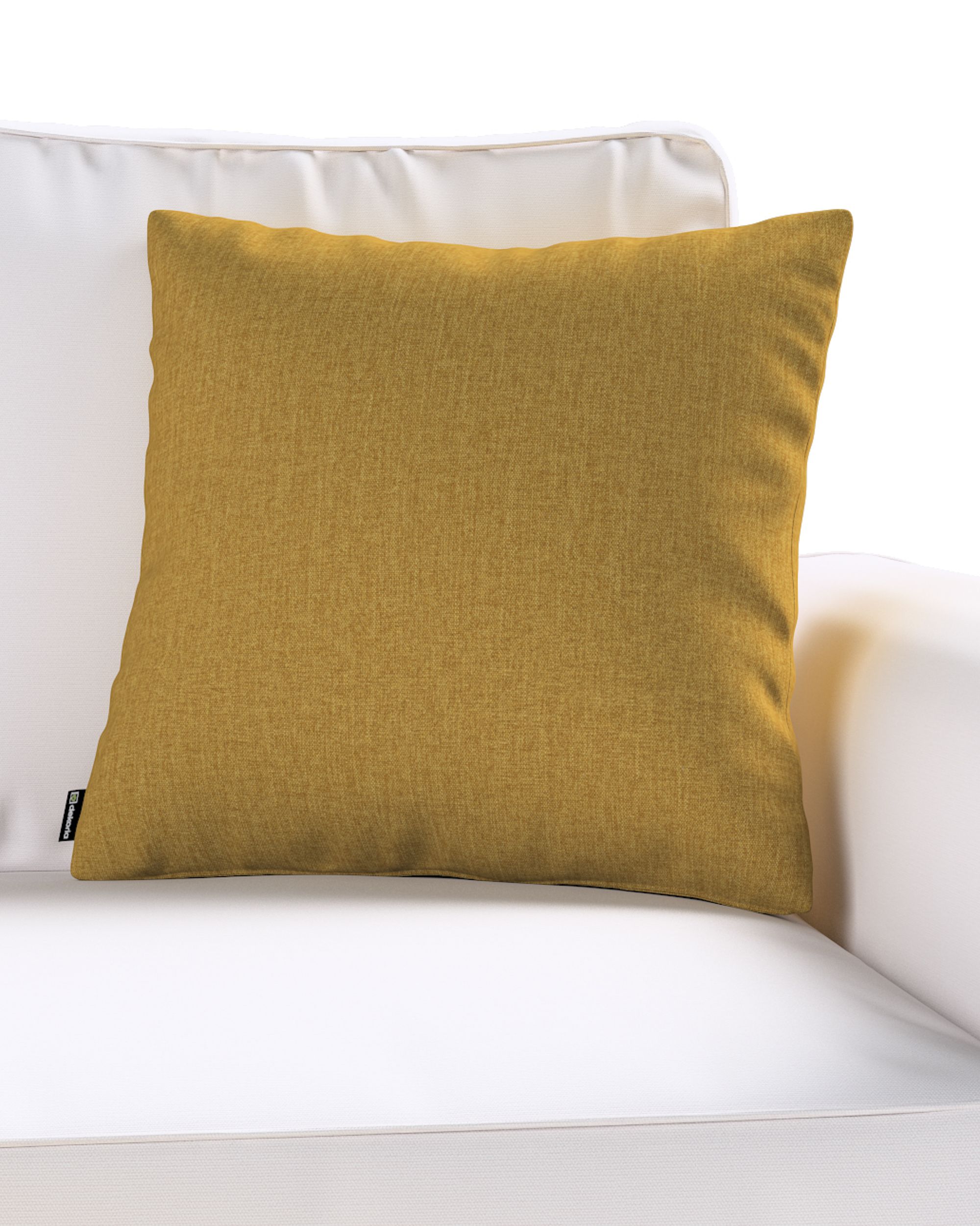 Housse de coussin Kinga couleur jaune tissu tresse (hover)