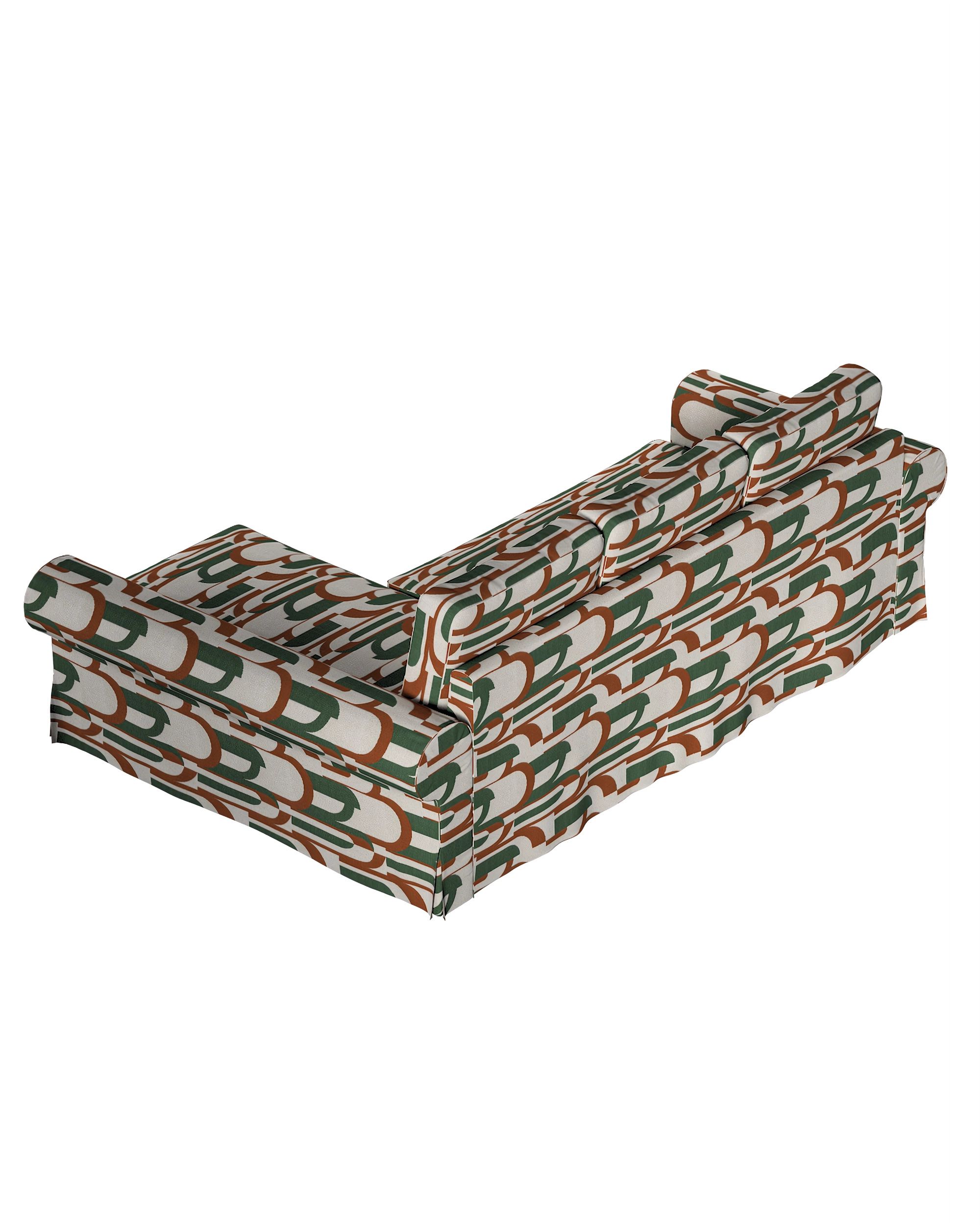 Housse canapé  Backabro convertible avec méridienne couleur vert tissu tresse, à motifs (hover)