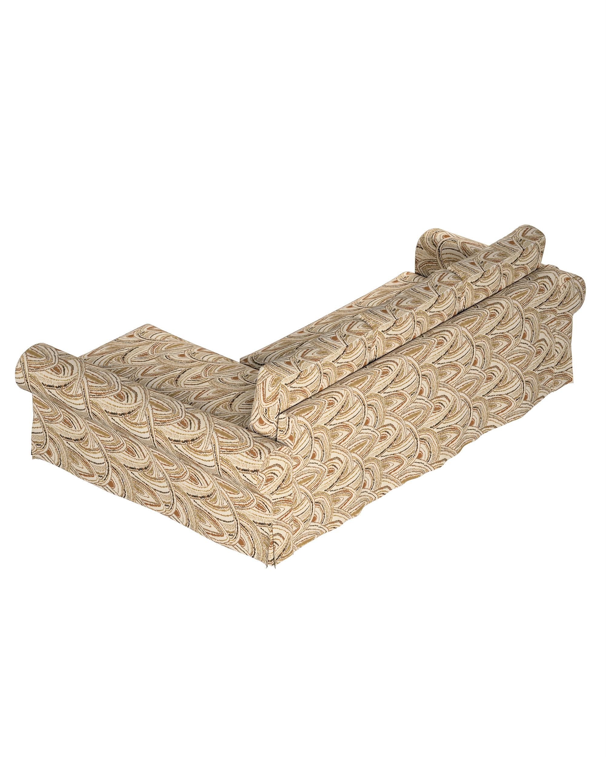 Housse canapé  Backabro convertible avec méridienne couleur beige tissu tresse, à motifs (hover)