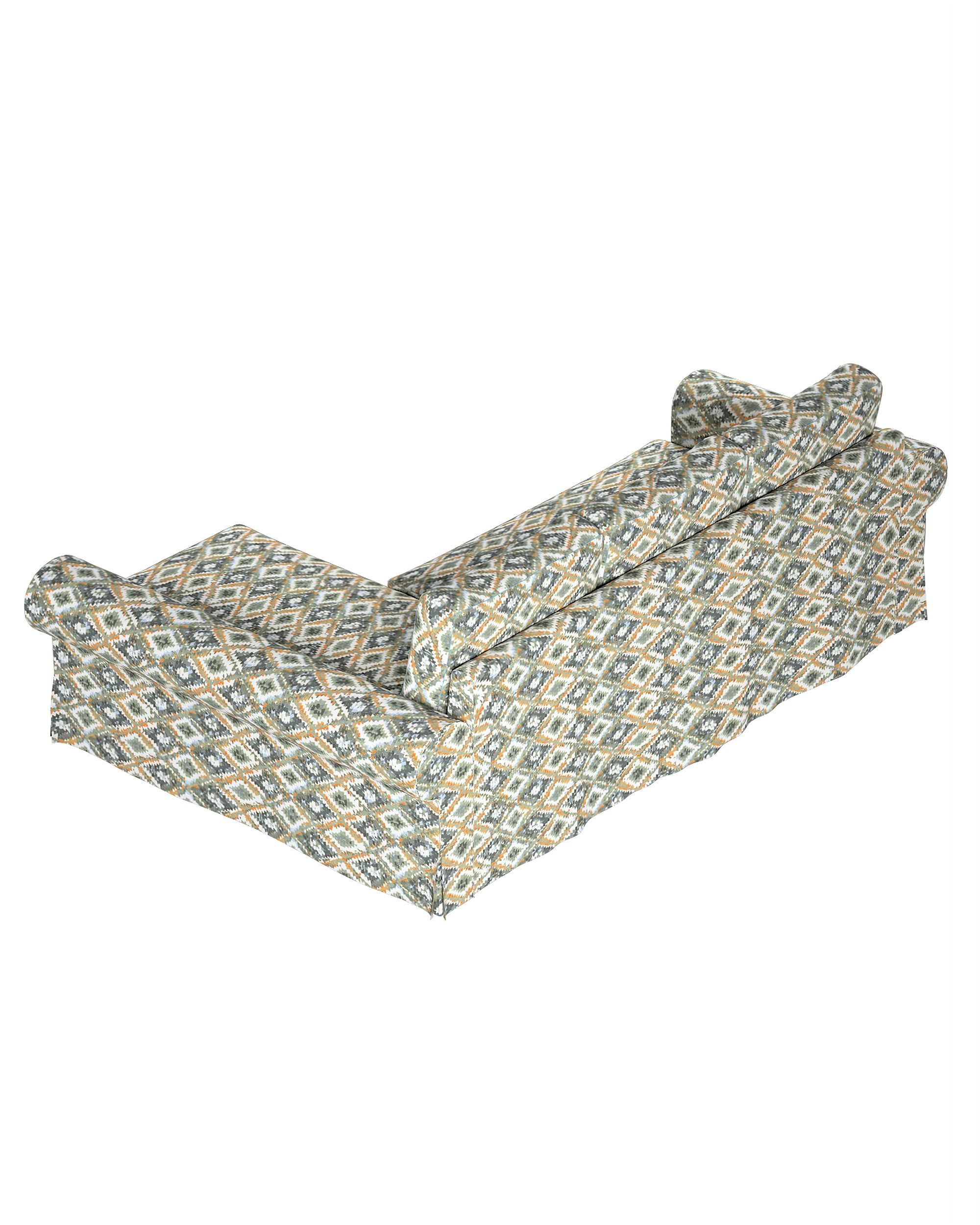 Housse canapé  Backabro convertible avec méridienne couleur bleu tissu tresse, à motifs (hover)