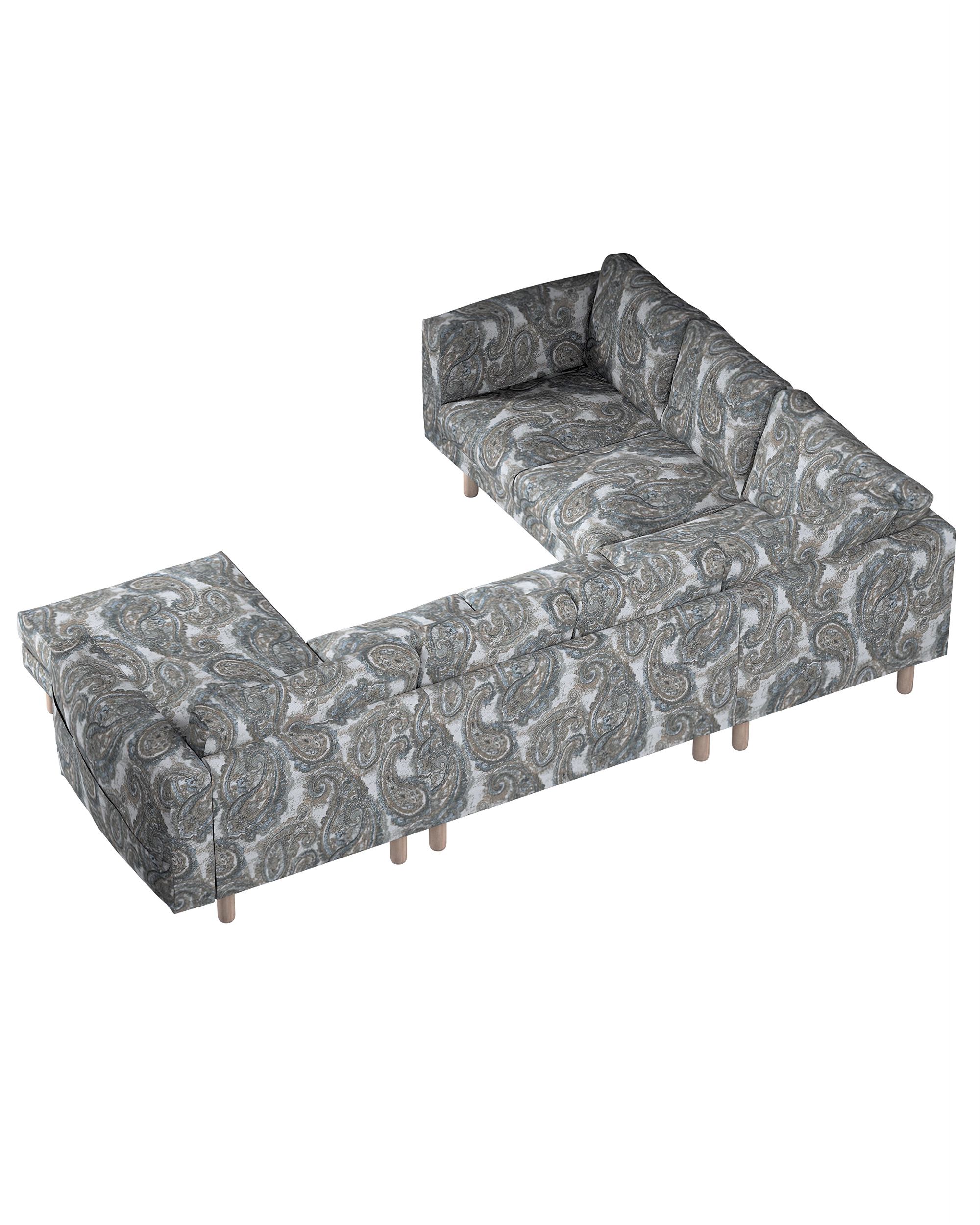 Housse canapé d'angle Norsborg 5 pl., avec la méridienne couleur multicolore tissu tresse, à motifs (hover)