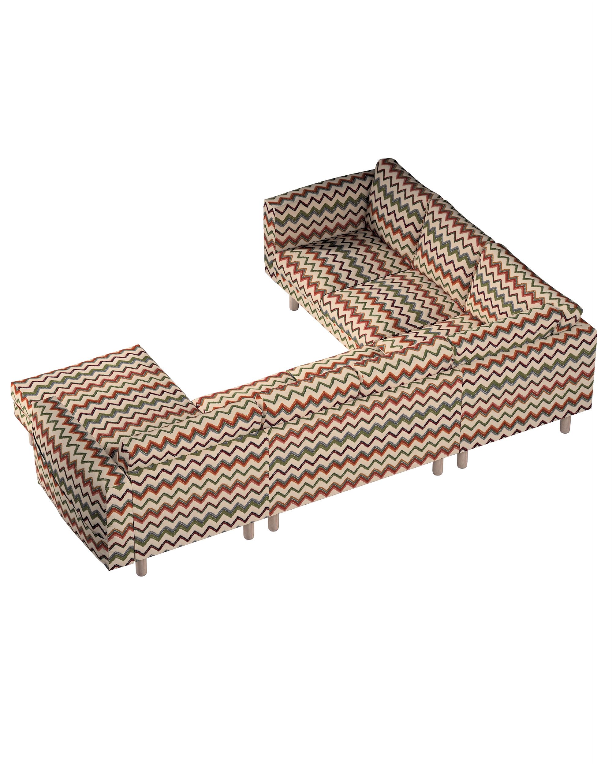 Housse canapé d'angle Norsborg 5 pl., avec la méridienne couleur multicolore tissu tresse, à motifs (hover)
