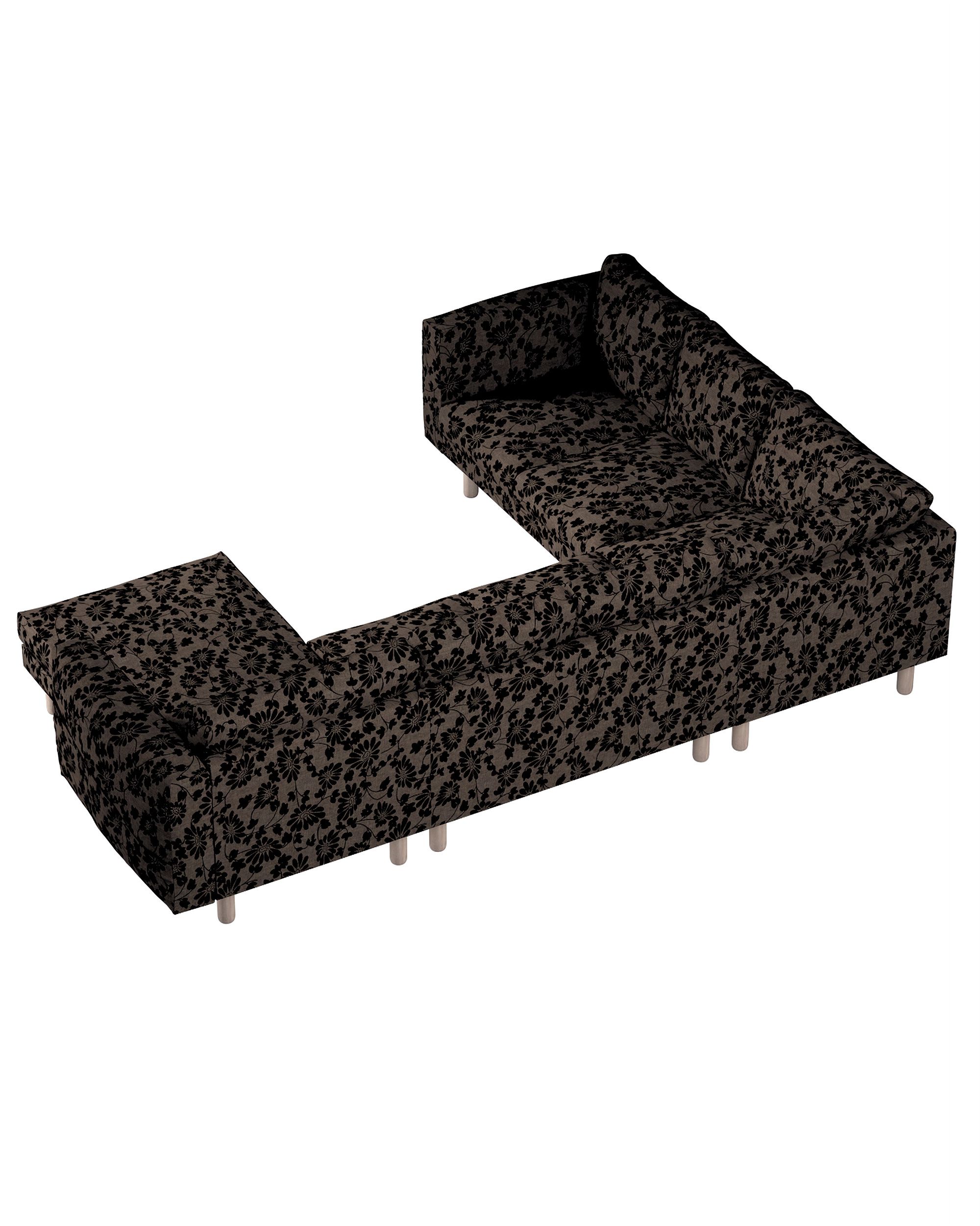 Housse canapé d'angle Norsborg 5 pl., avec la méridienne couleur marron tissu tresse, à motifs (hover)