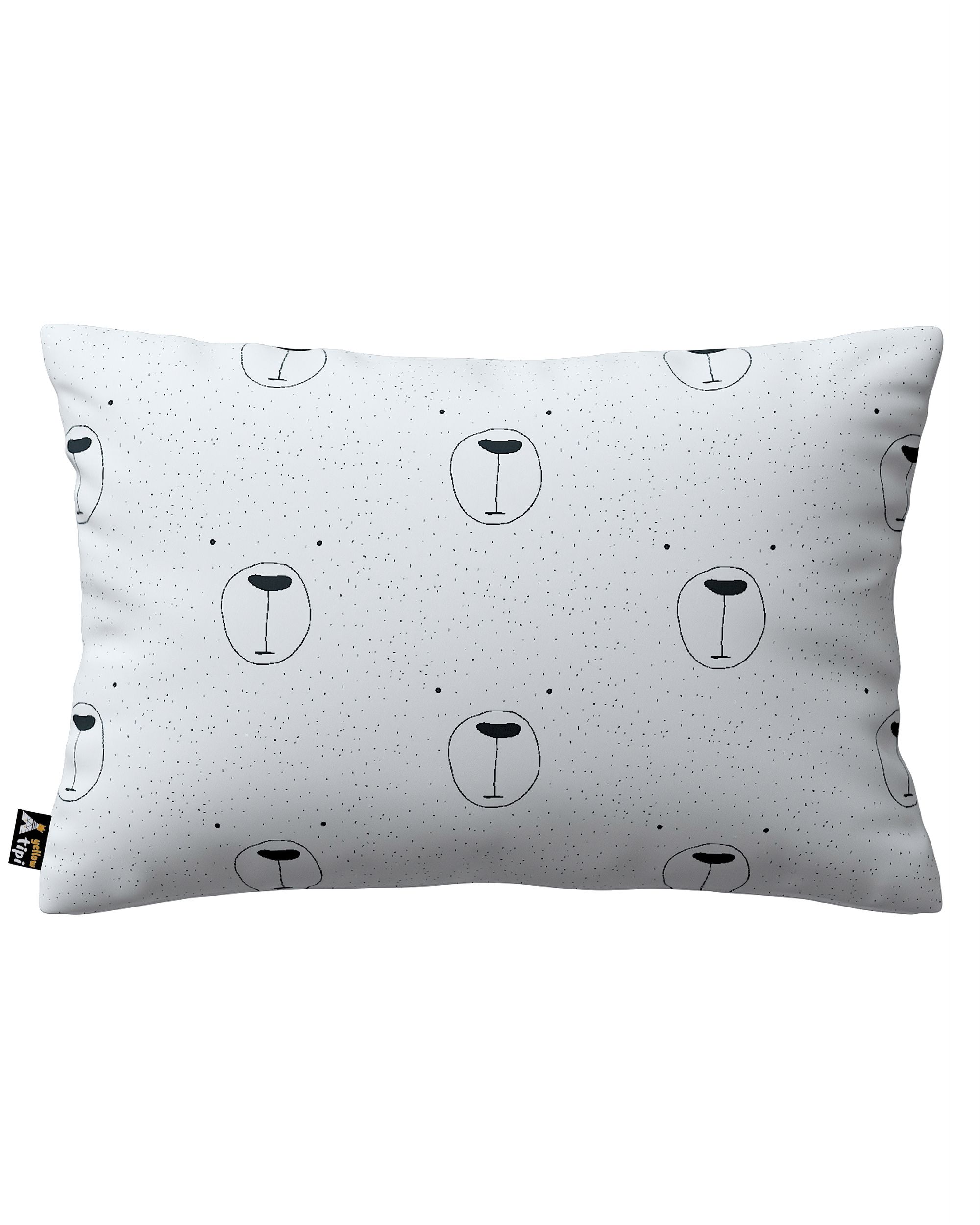 Housse de coussin rectangulaire Kinga couleur blanc tissu à motifs