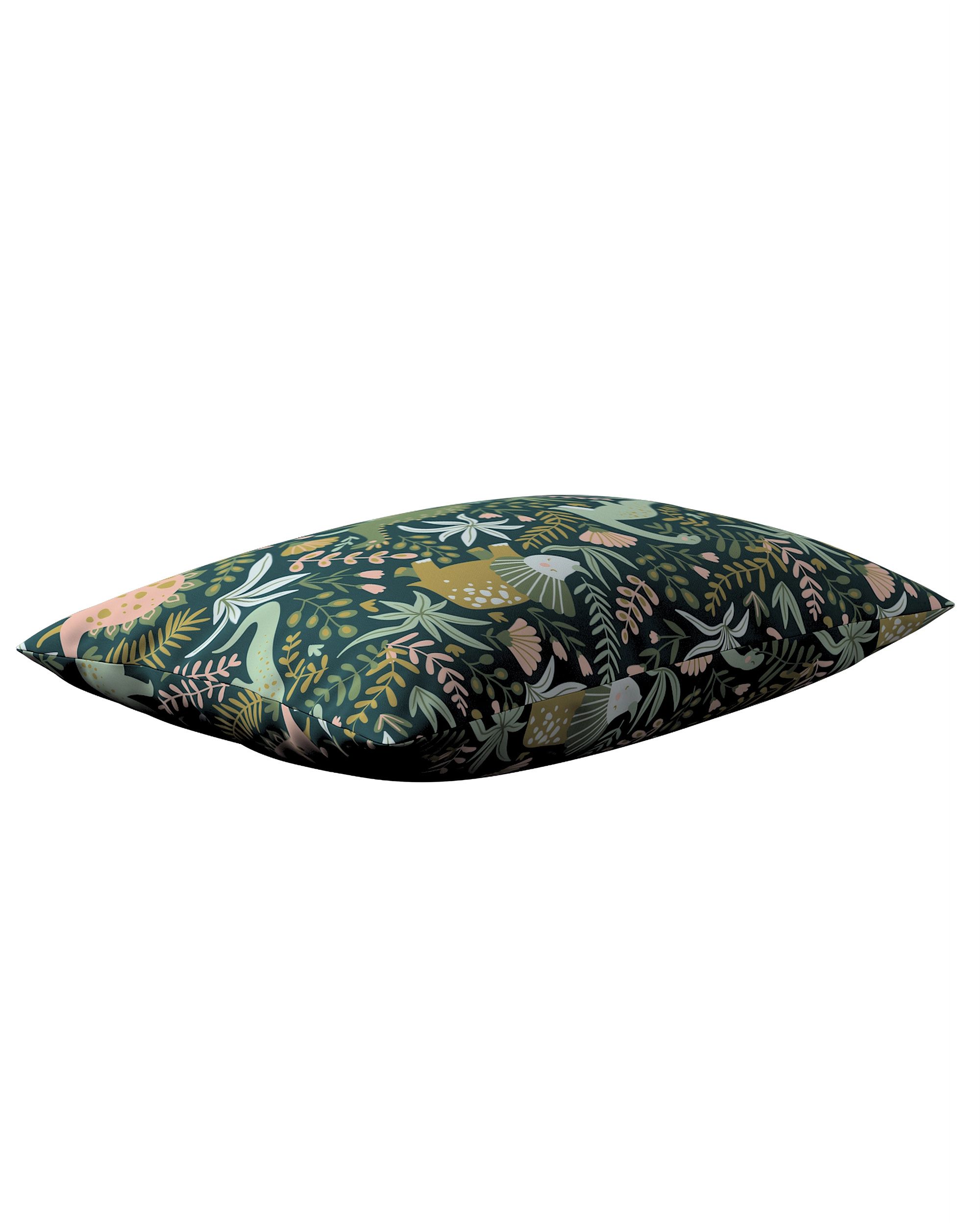 Housse de coussin rectangulaire Kinga couleur vert tissu à motifs (hover)