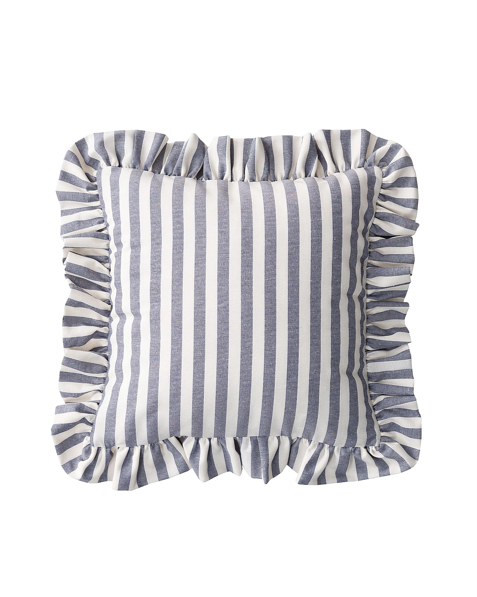 Housse de coussin Paula avec cantonnière couleur bleu marine tissu à motifs