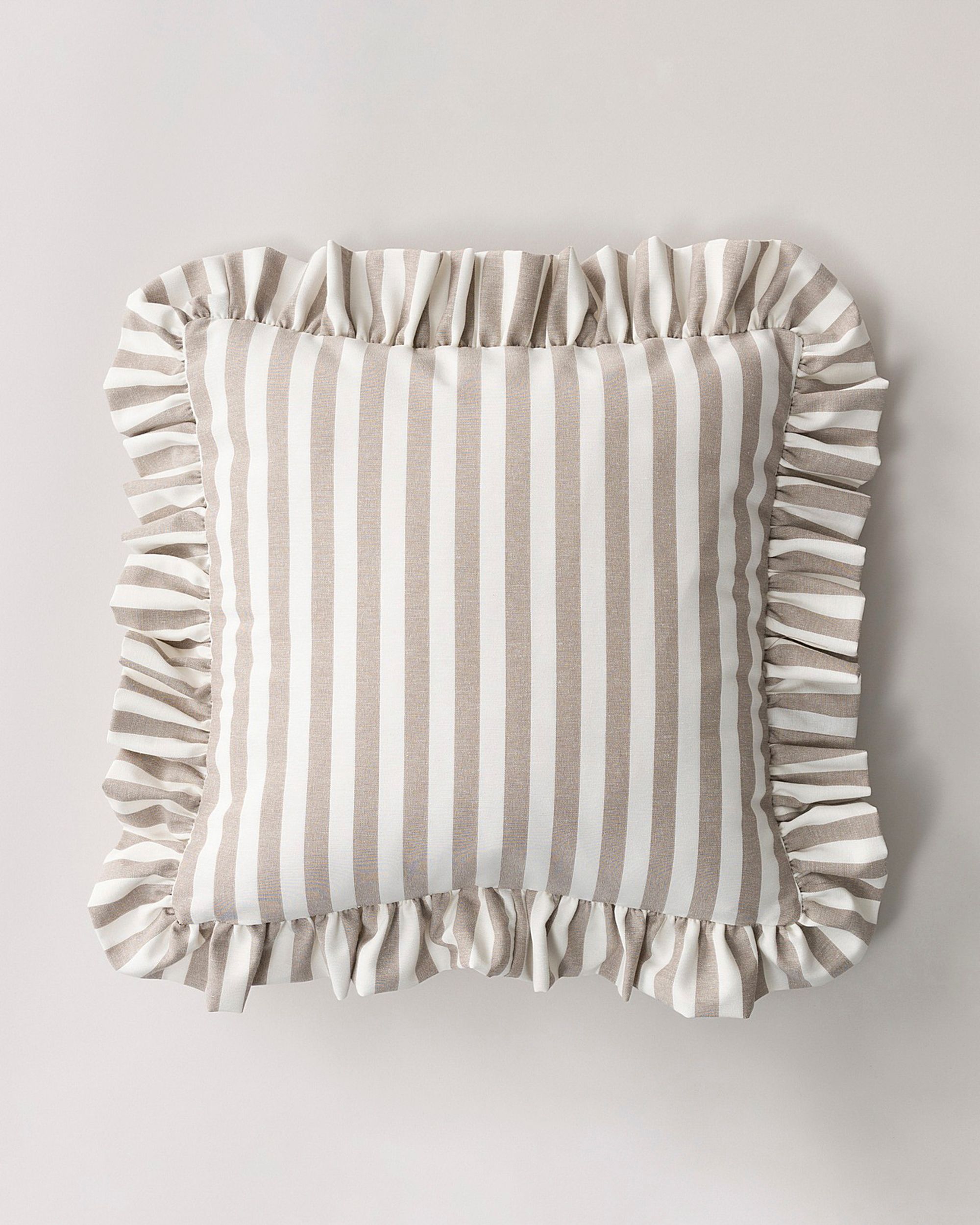 Housse de coussin Paula avec cantonni&egrave;re couleur beige tissu &agrave; motifs