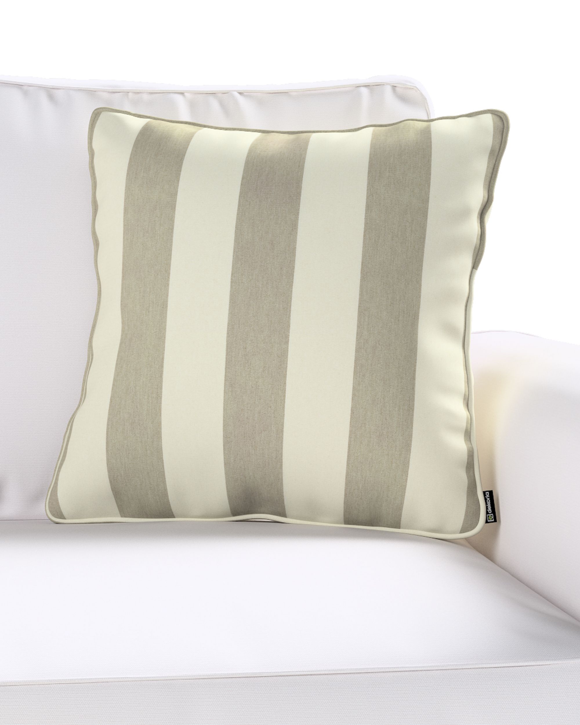 Housse de coussin Gabi couleur beige tissu à motifs (hover)
