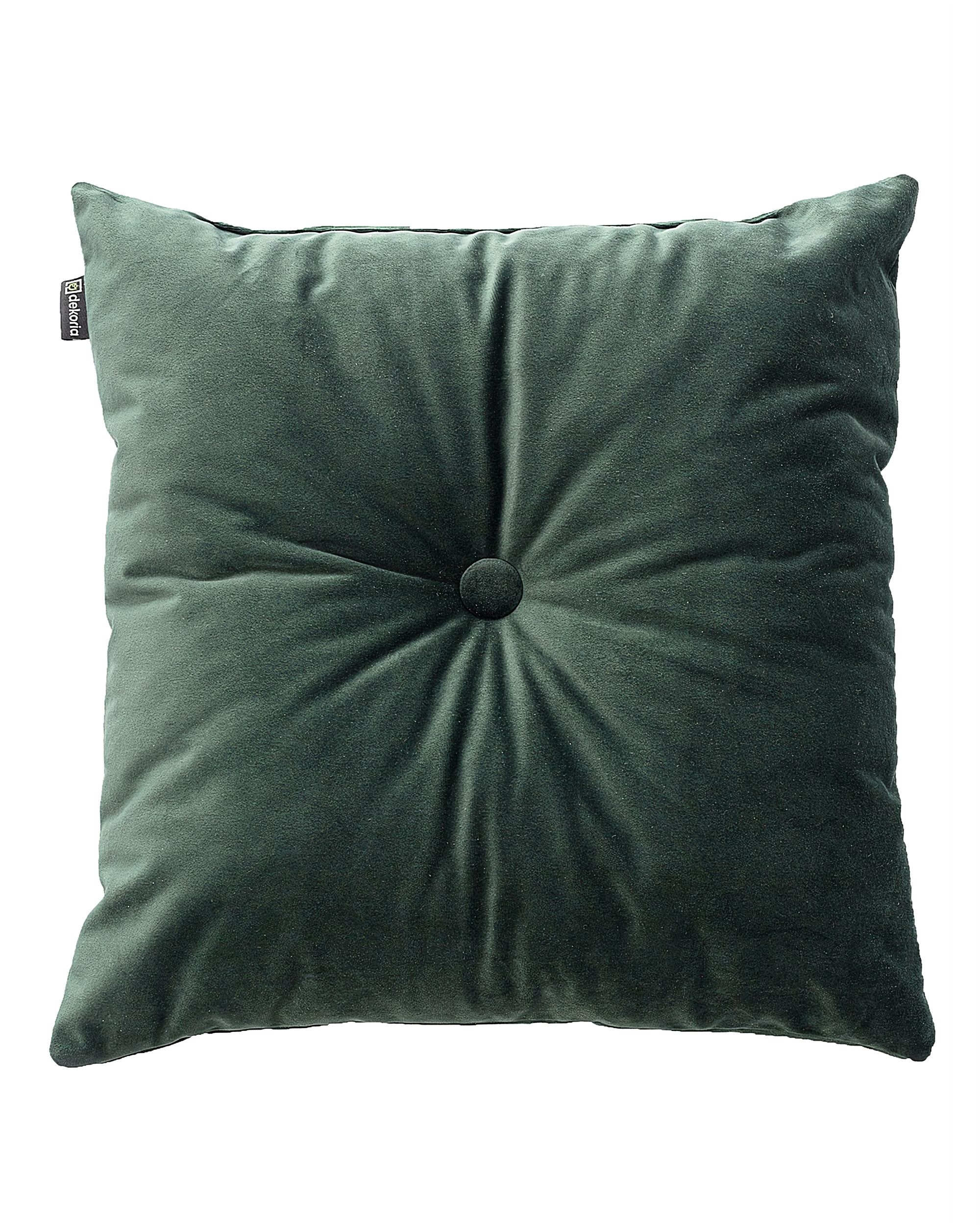Coussin carré Velvet avec bouton couleur vert tissu brillant, velours