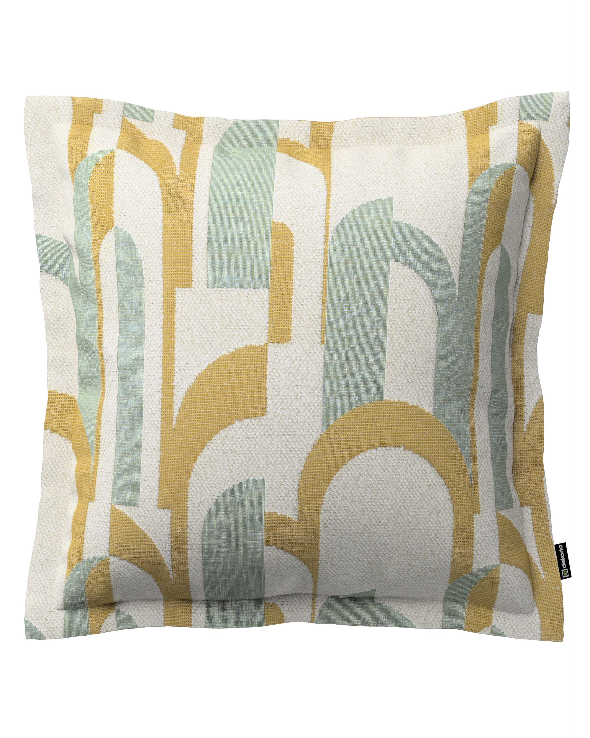 Housse de coussin Mona couleur vert tissu tresse, à motifs