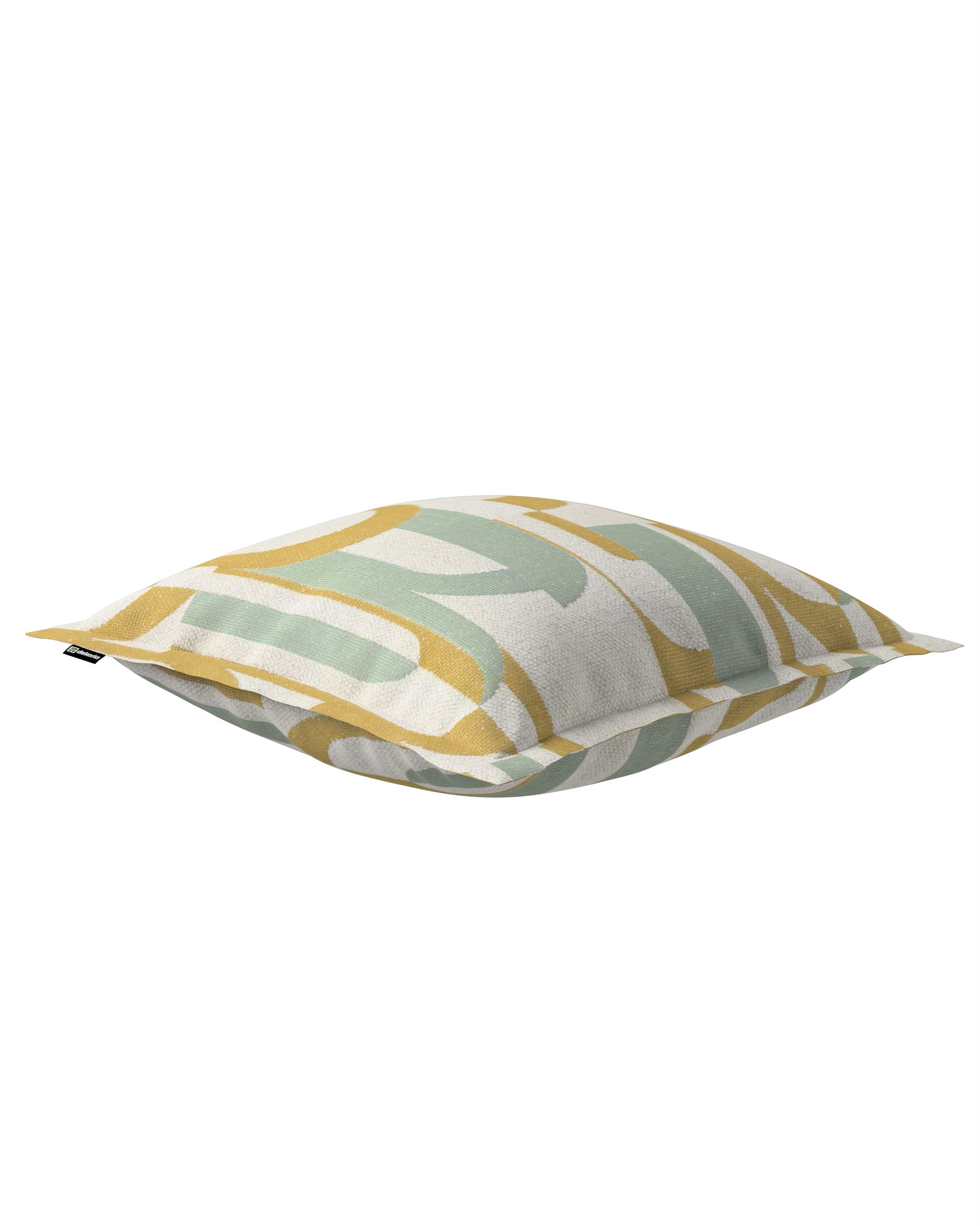 Housse de coussin Mona couleur vert tissu tresse, à motifs (hover)
