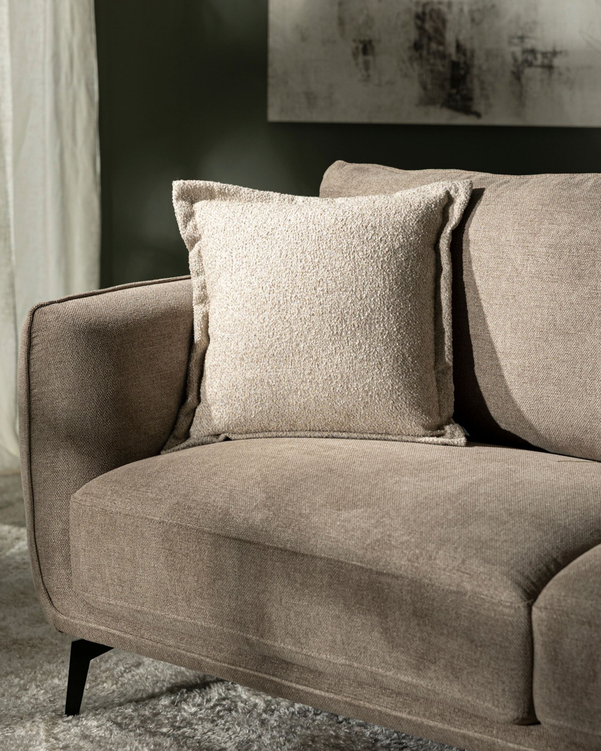 Housse de coussin Mona couleur beige tissu tresse (hover)