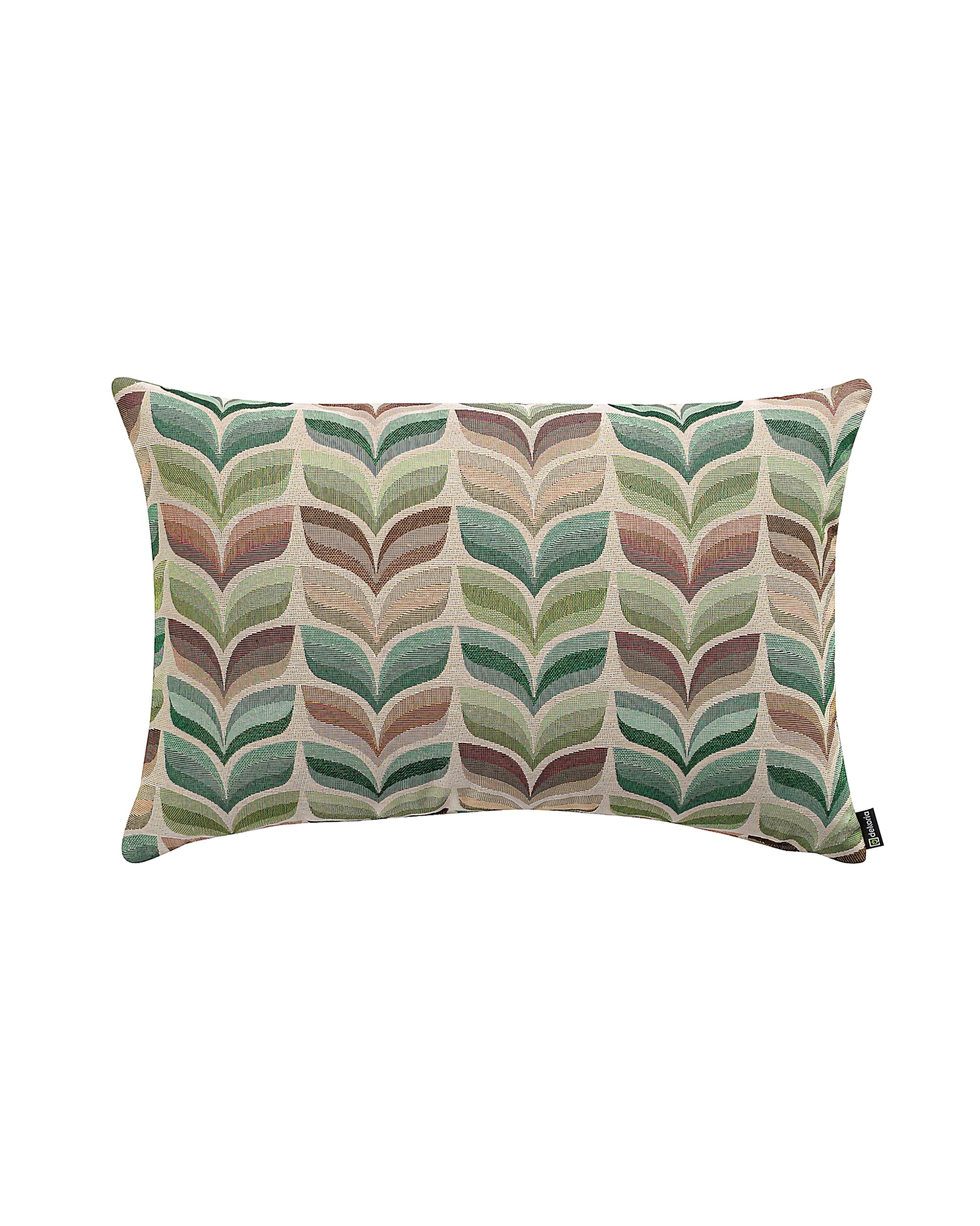 Housse de coussin rectangulaire Kinga couleur vert tissu tresse, à motifs