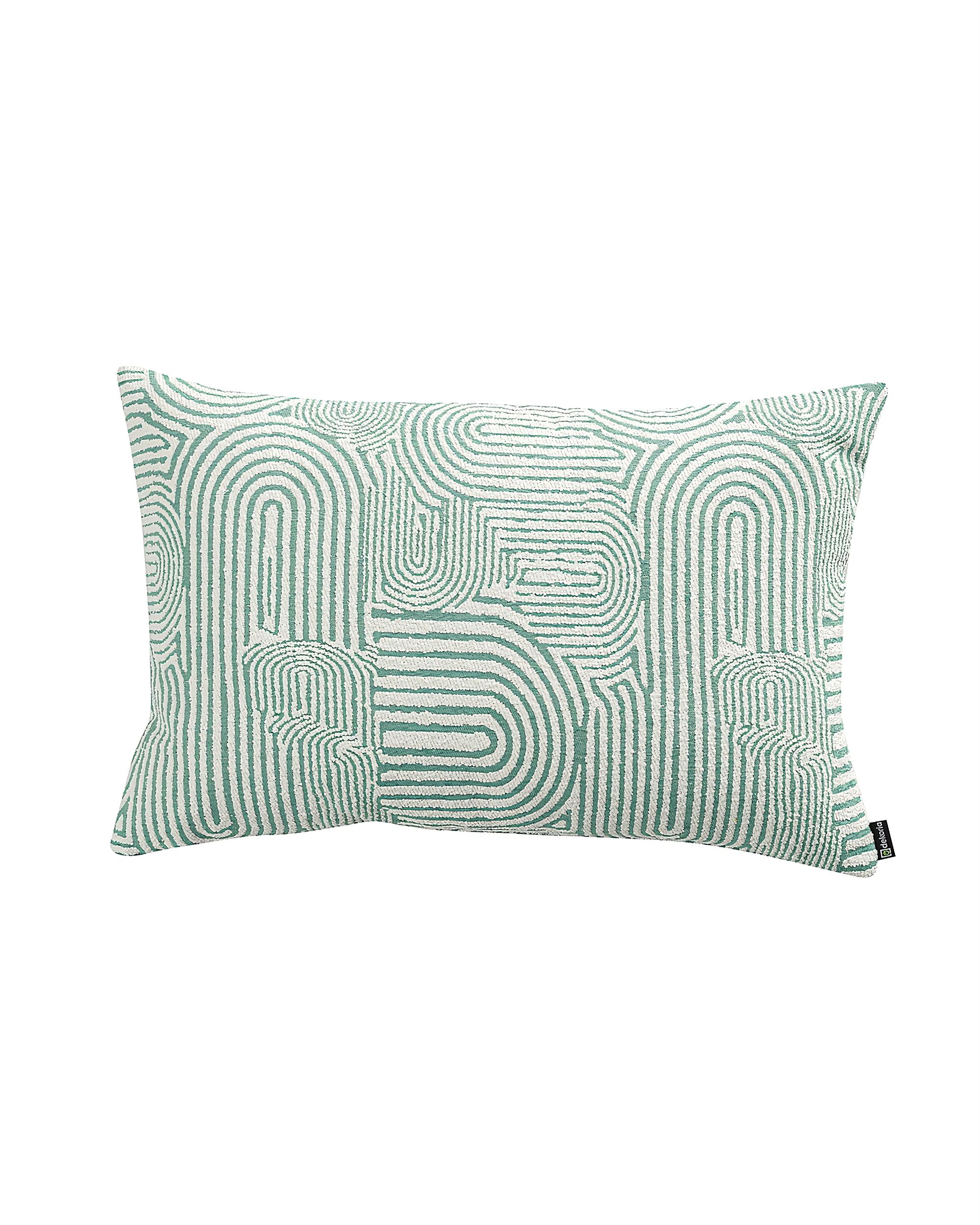 Housse de coussin rectangulaire Kinga couleur vert tissu tresse, à motifs