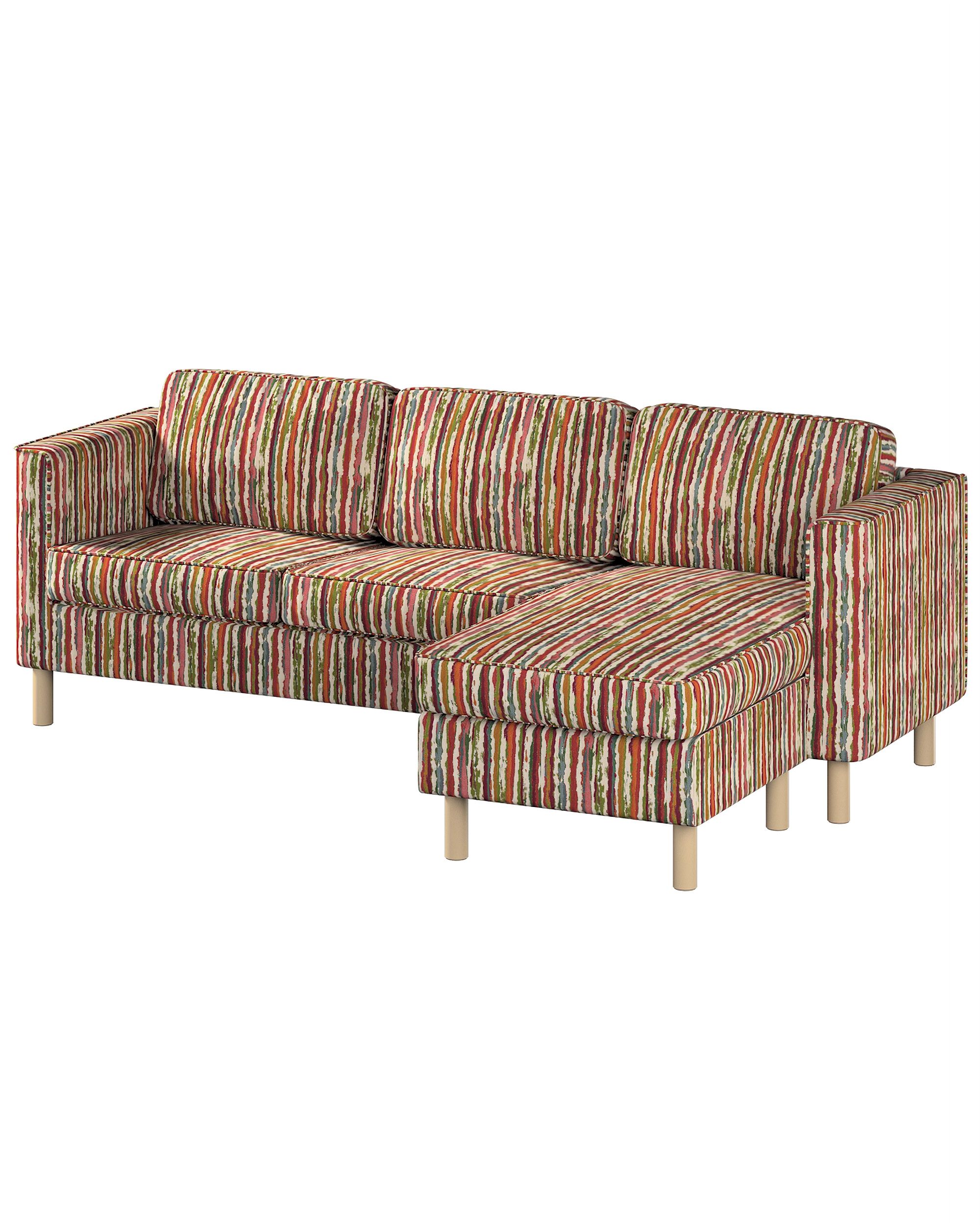 Housse canapé Pärup avec chaise longue 3 pl. couleur multicolore tissu tresse, à motifs