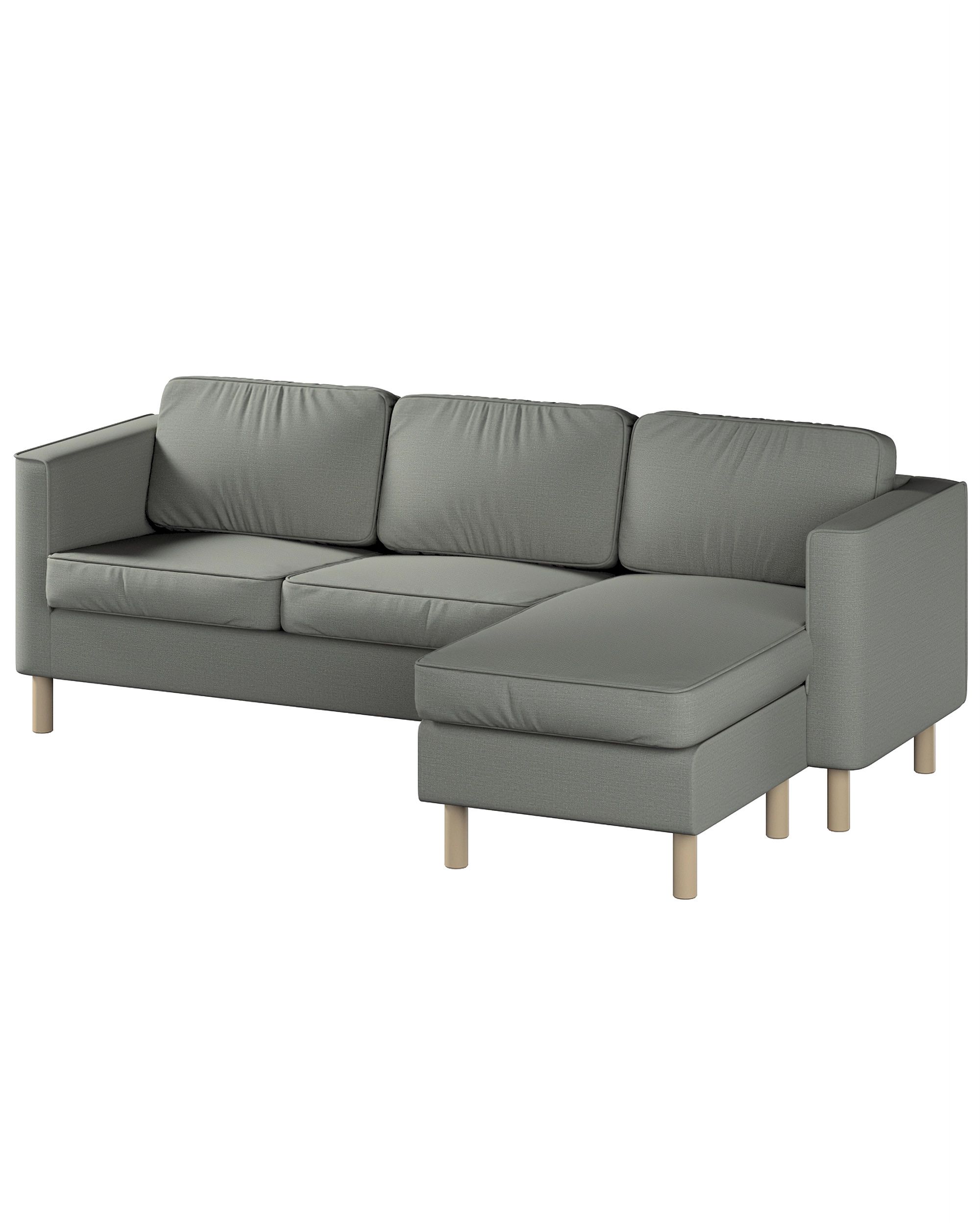 Housse canapé Pärup avec chaise longue 3 pl. couleur gris tissu tresse