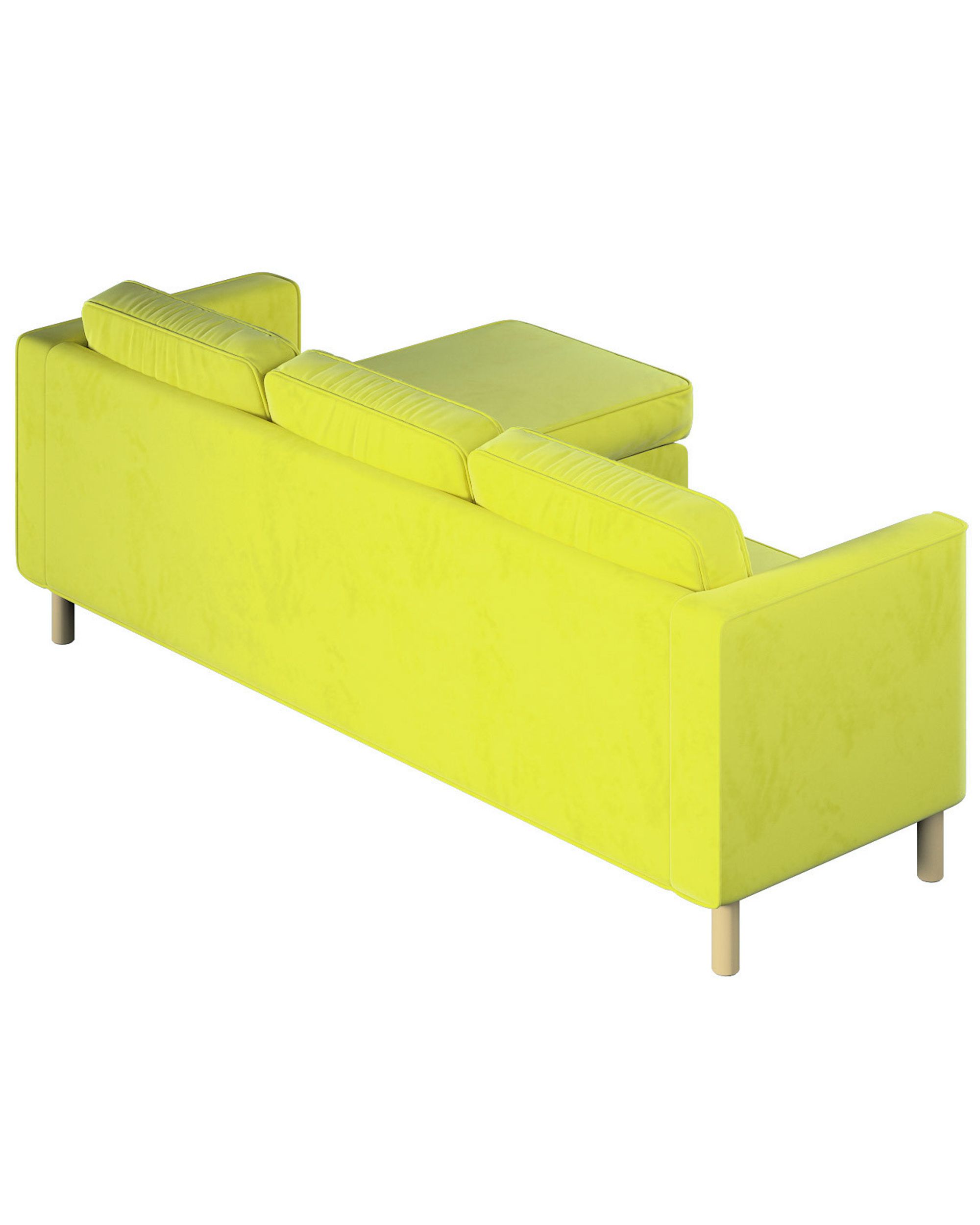 Housse canapé Pärup avec chaise longue 3 pl. couleur vert tissu brillant, velours (hover)