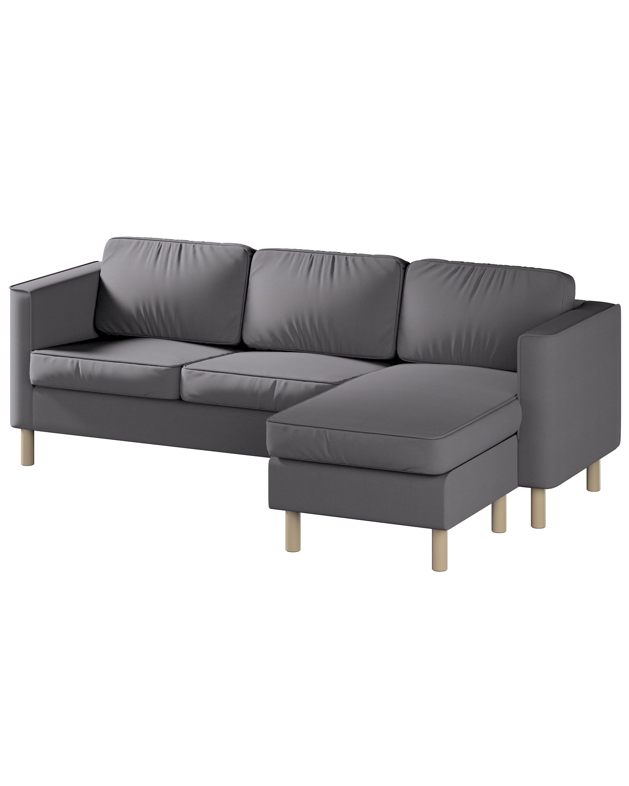 Housse canapé Pärup avec chaise longue 3 pl. couleur marron tissu velours