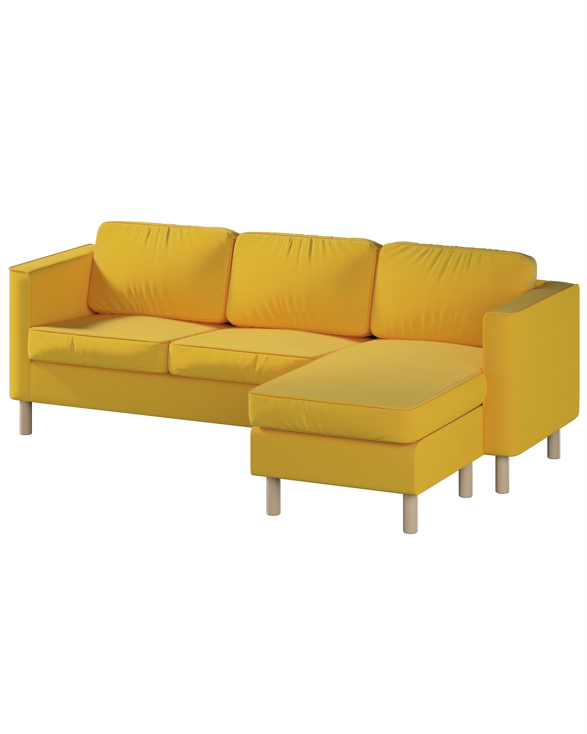 Housse canapé Pärup avec chaise longue 3 pl. couleur jaune tissu velours