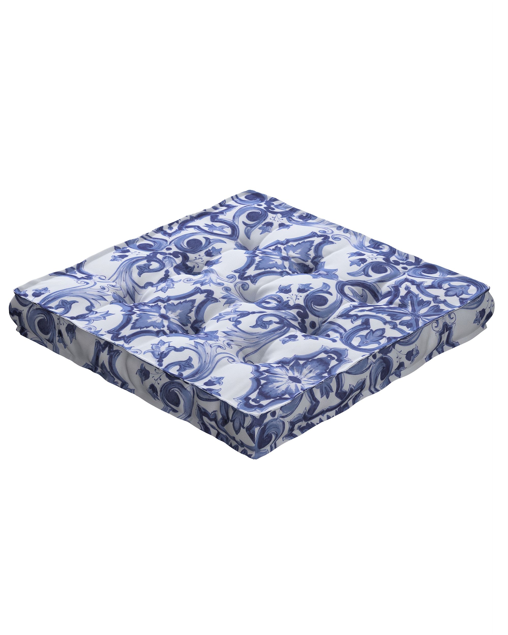 Carreau de chaise Jaques couleur bleu tissu à motifs (hover)