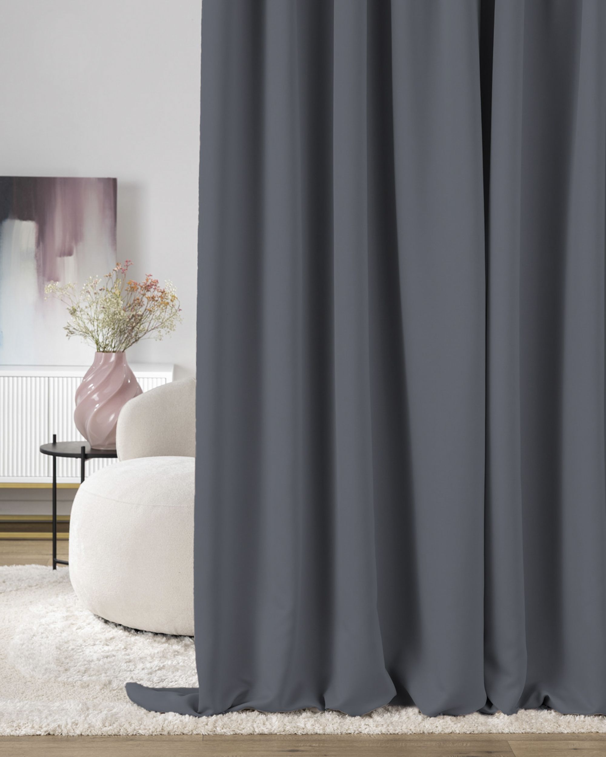 Rideau occultant sur un ruban fronceur gris graphite 140 x 280 cm 1 pc.