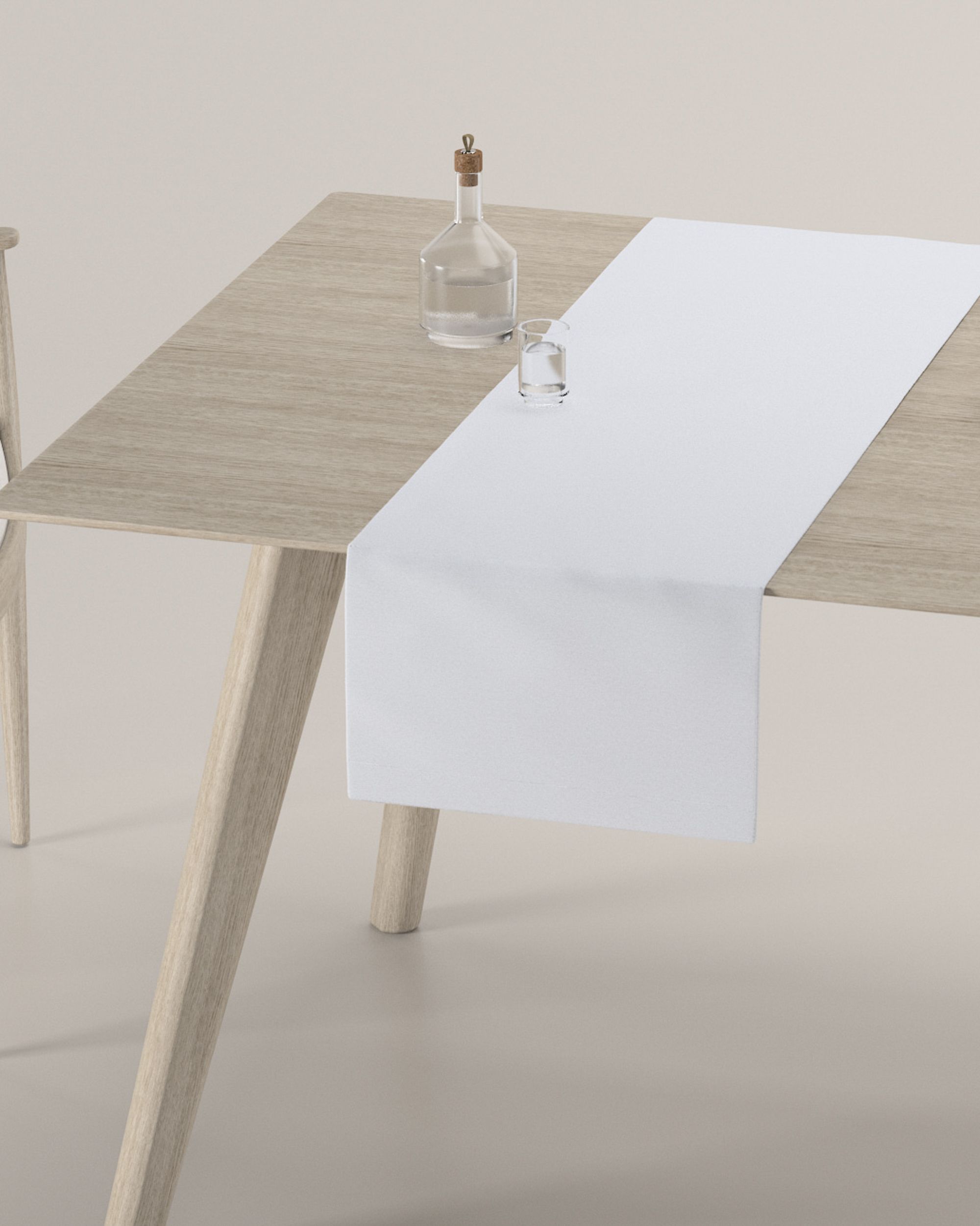 Chemin de table rectangulaire couleur blanc tissu résistant aux taches, tresse (hover)