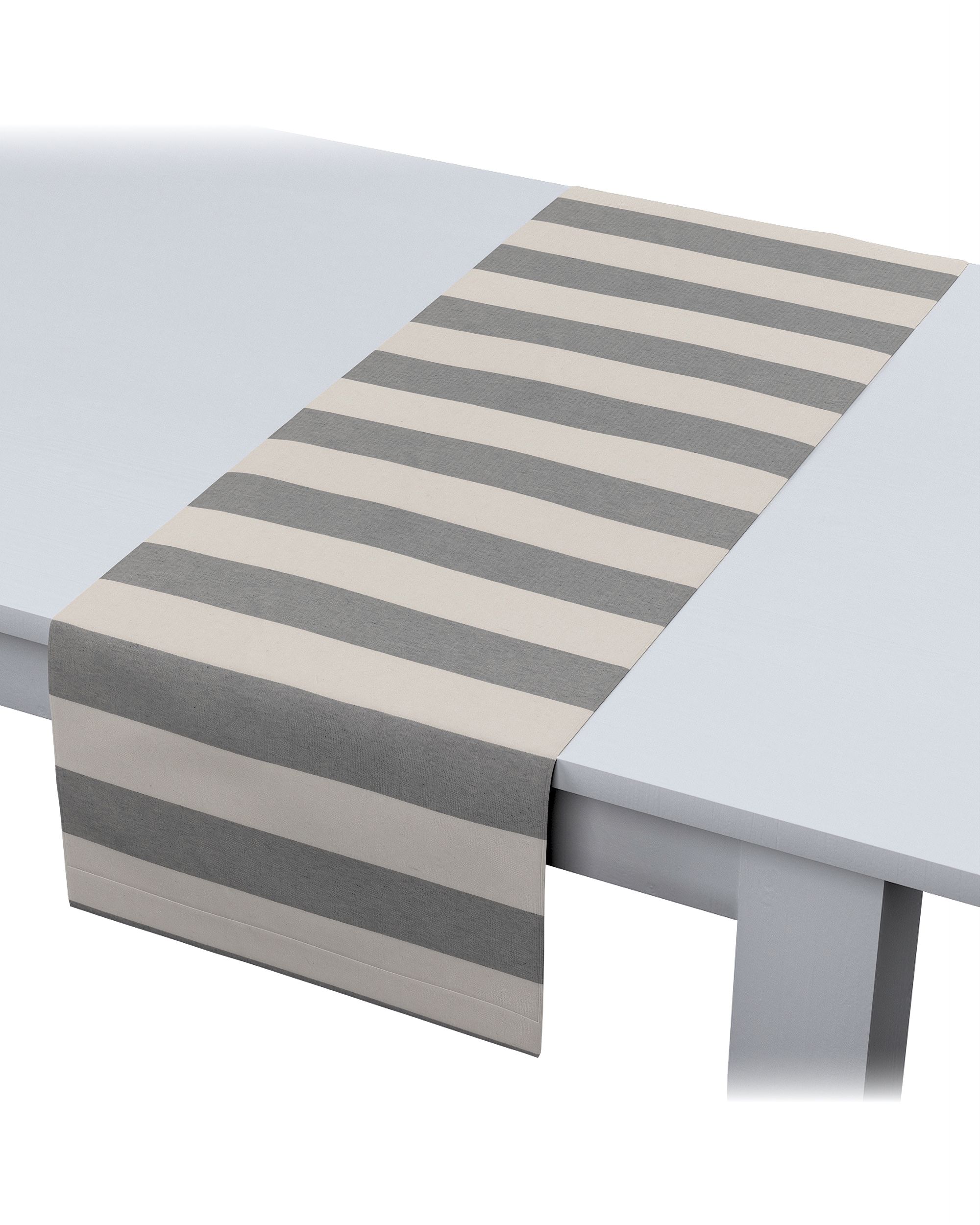 Chemin de table rectangulaire couleur gris tissu à motifs (hover)