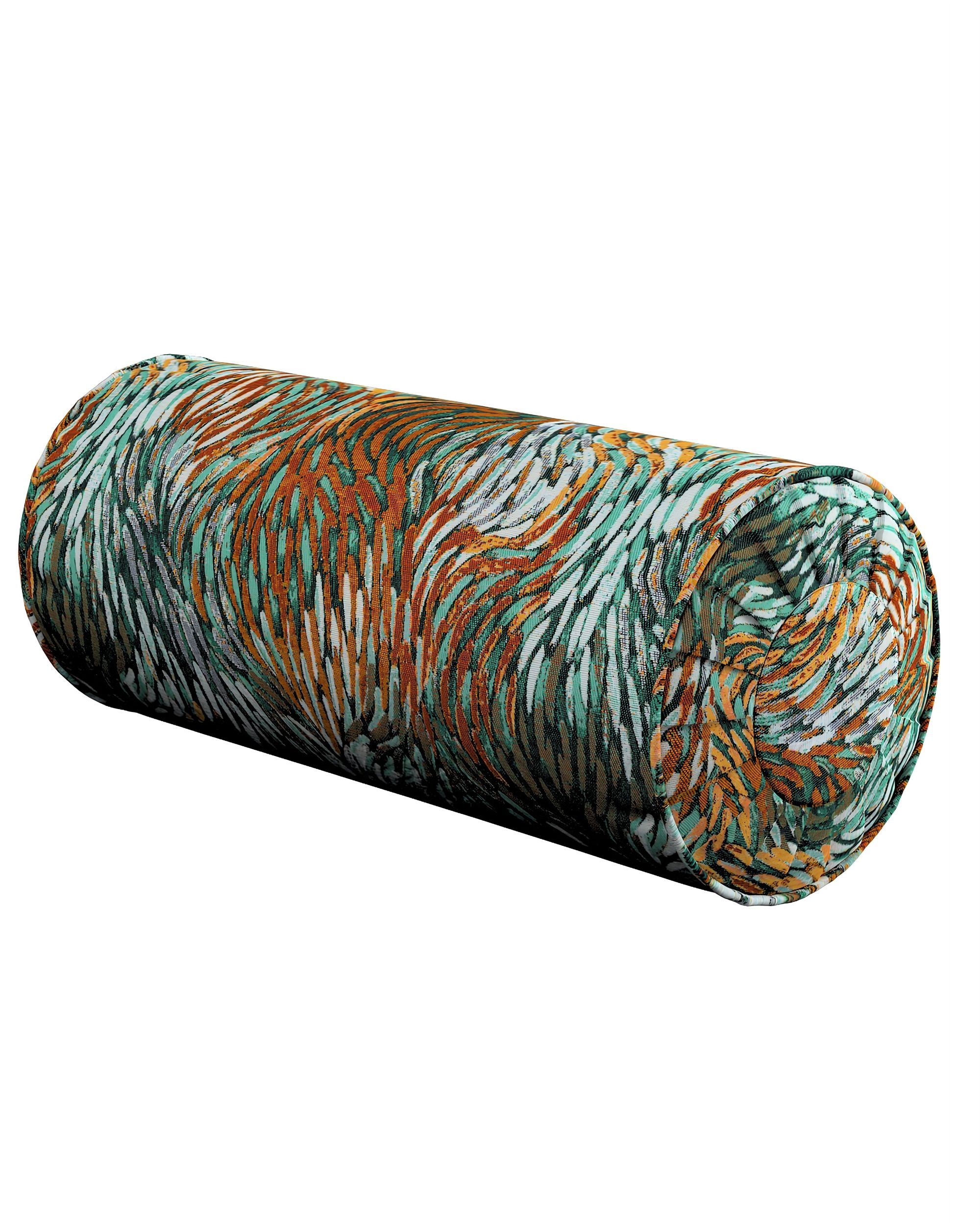 Coussin traversin avec plis couleur multicolore tissu tresse, à motifs