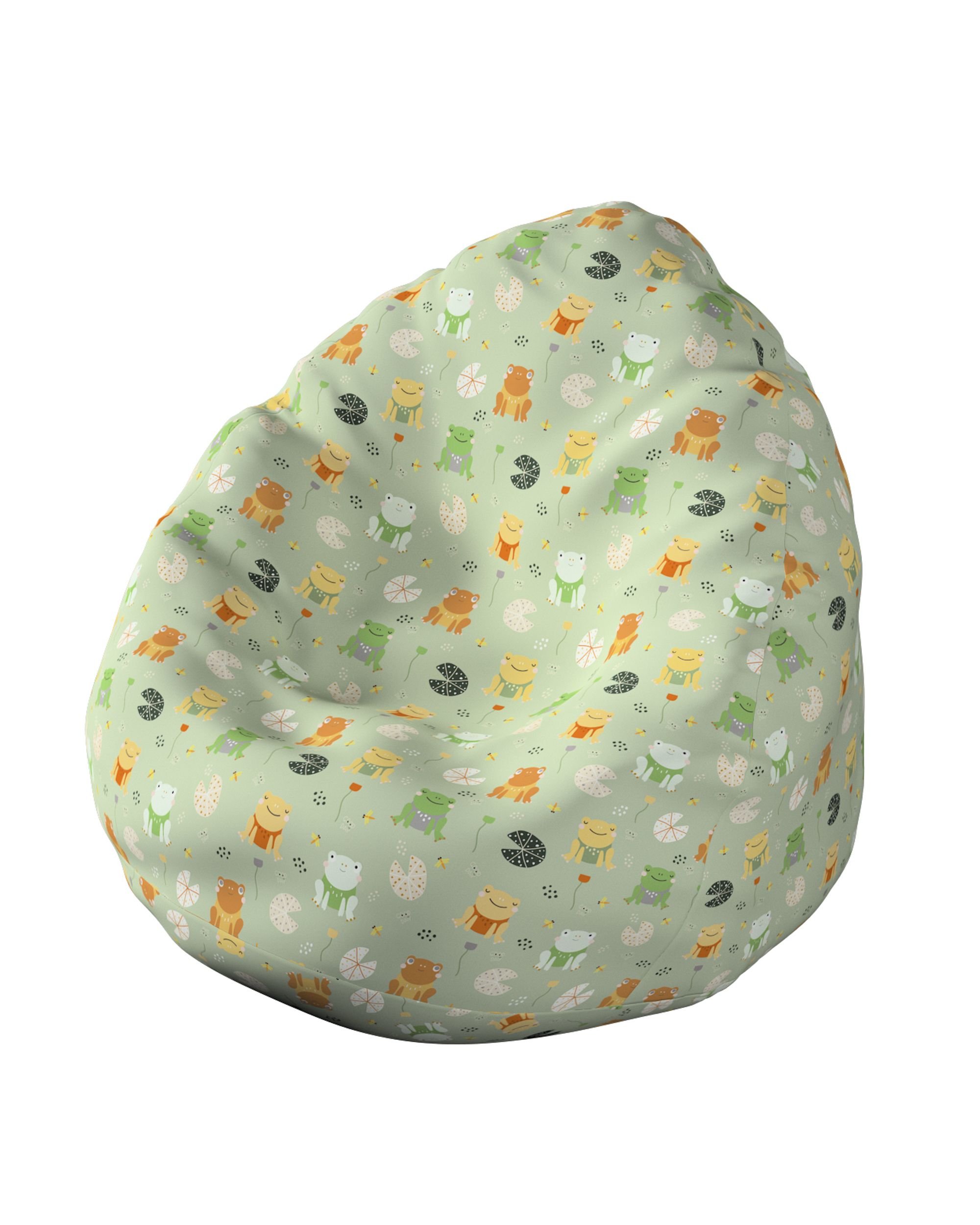 Pouf poire couleur vert tissu à motifs