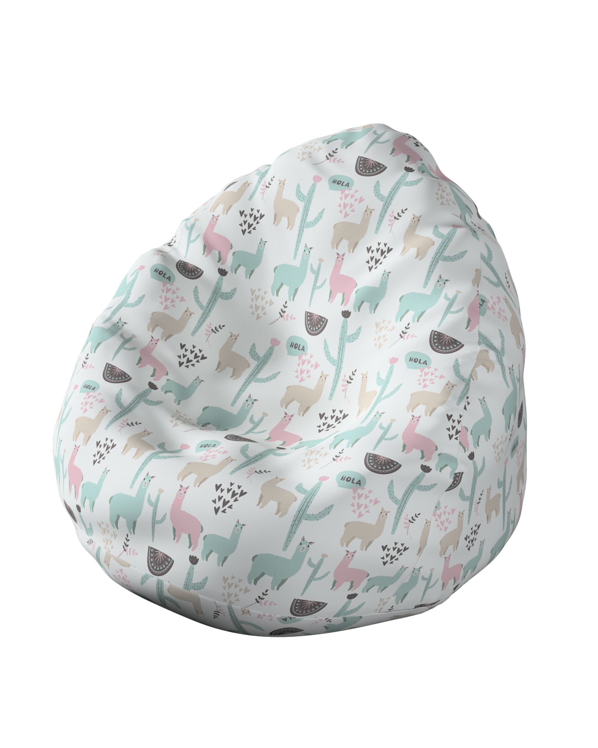 Pouf poire couleur vert tissu à motifs