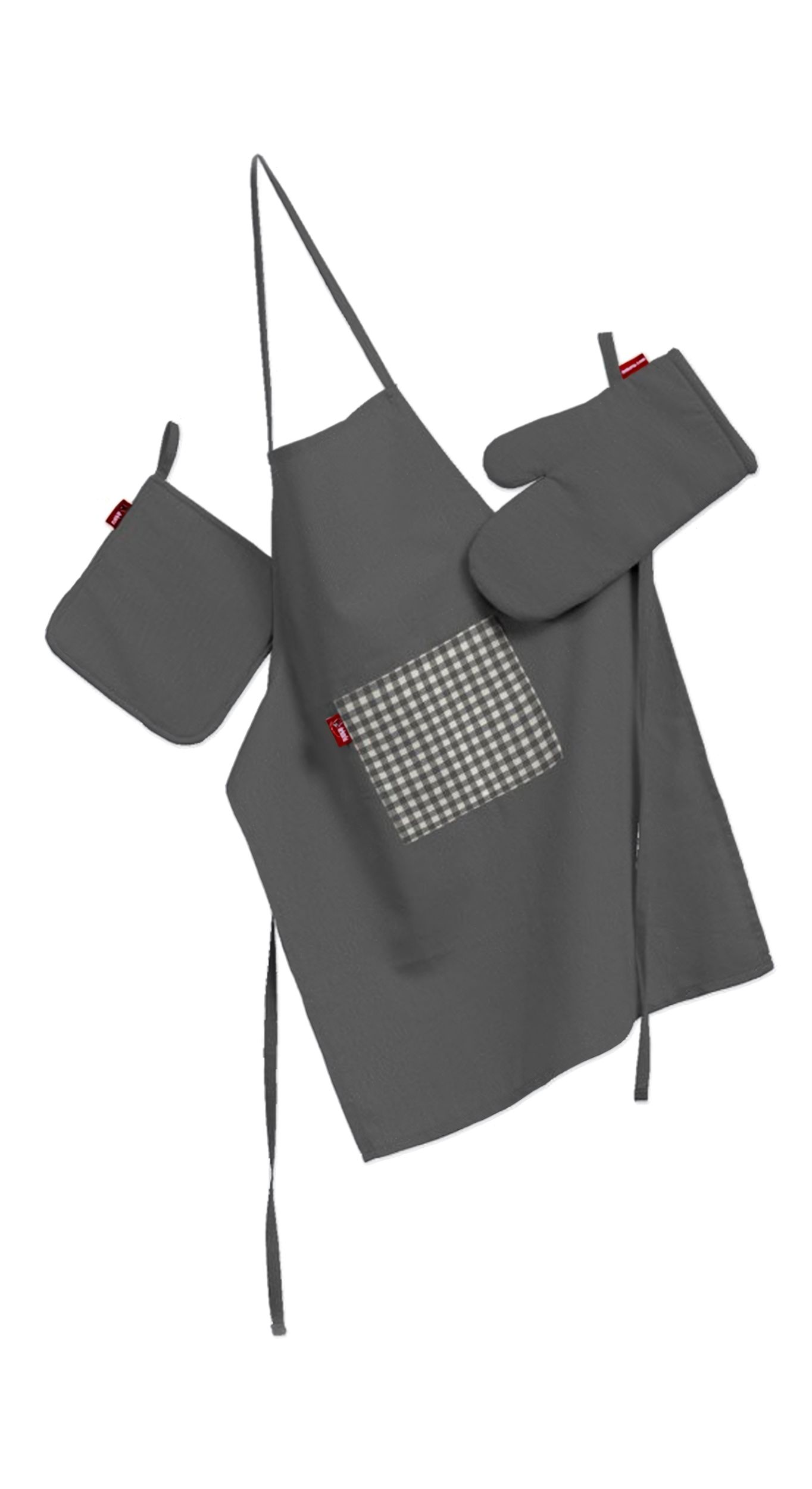Ensemble de cuisine: tablier, gant et manique couleur gris