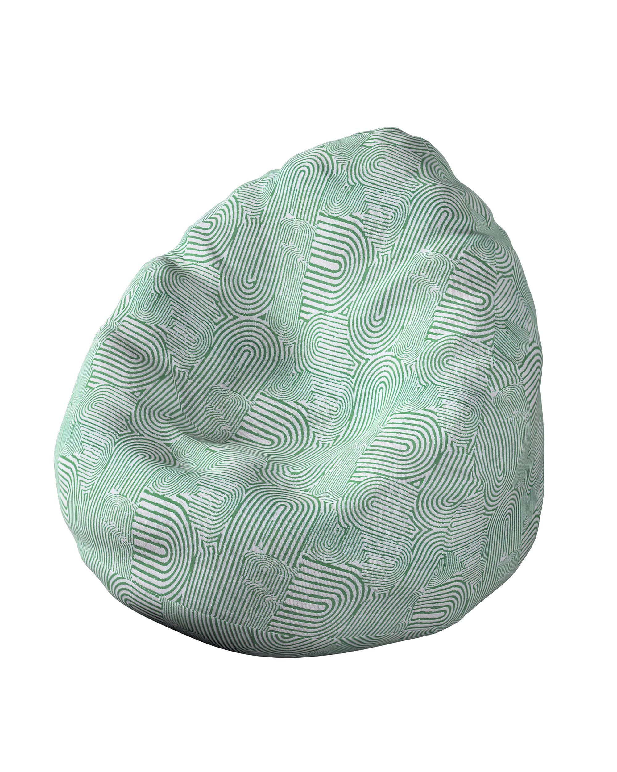 Housse de pouf poire couleur vert tissu tresse, à motifs