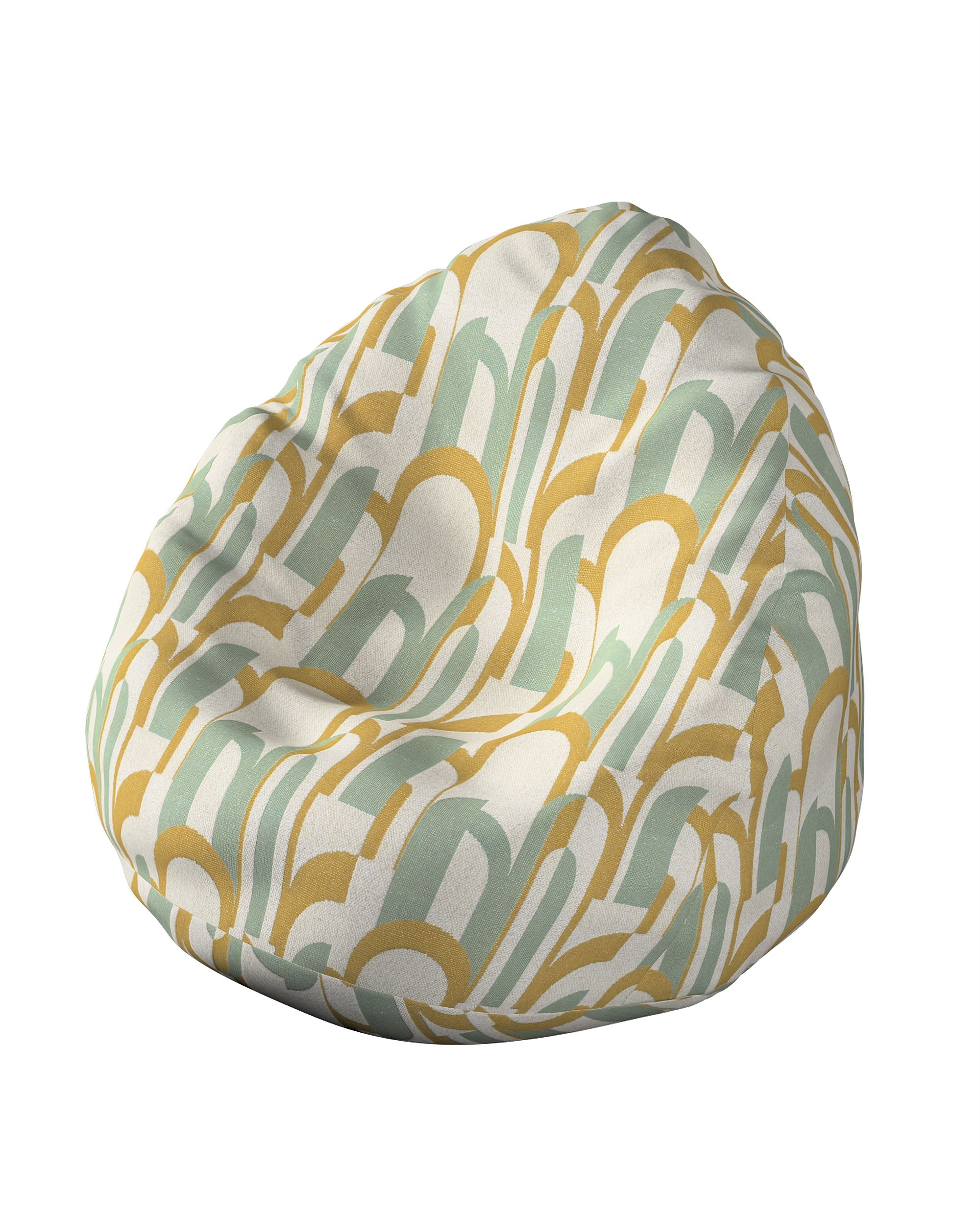 Housse de pouf poire couleur vert tissu tresse, à motifs