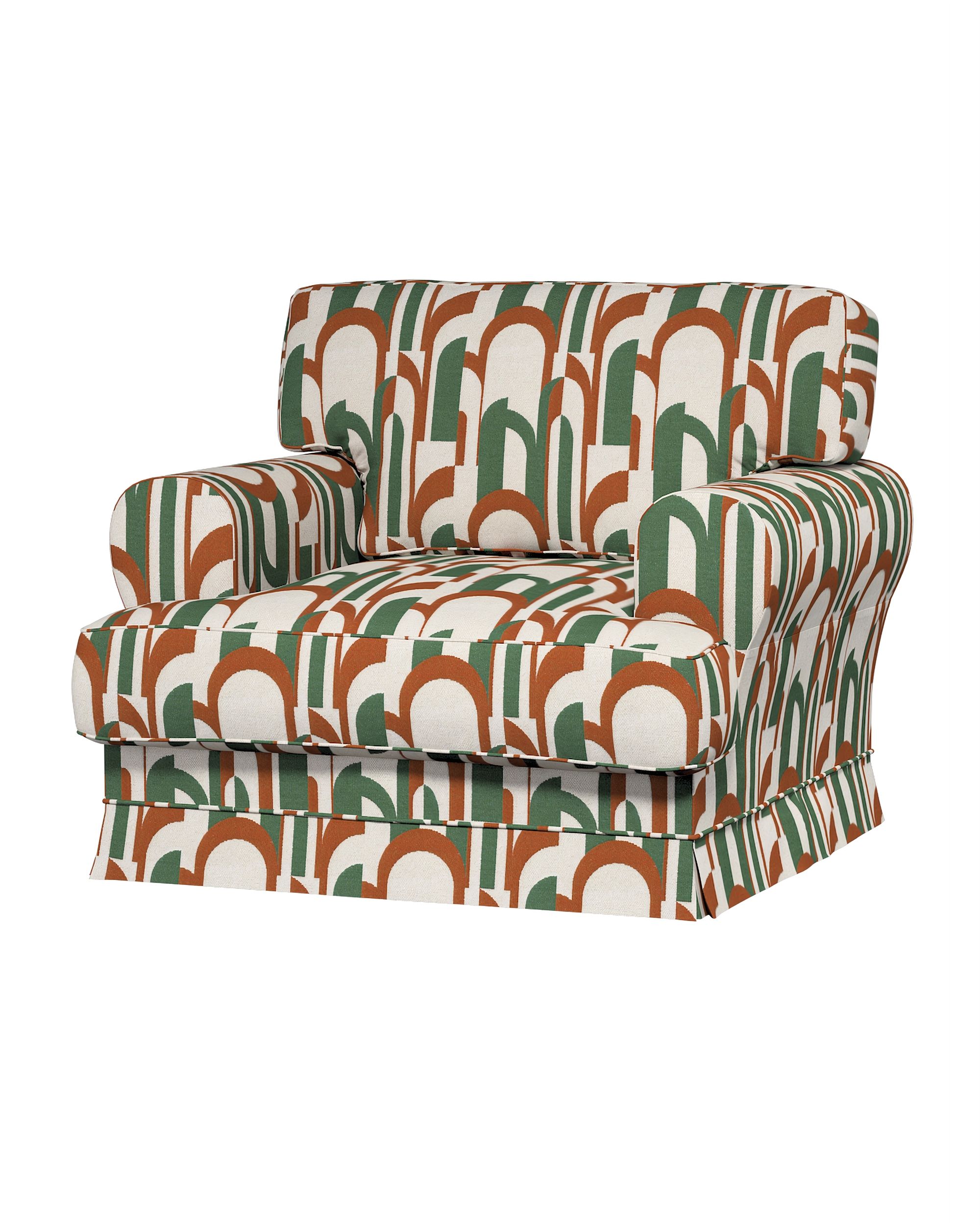 Housse pour fauteuil Ekeskog couleur vert tissu tresse, à motifs