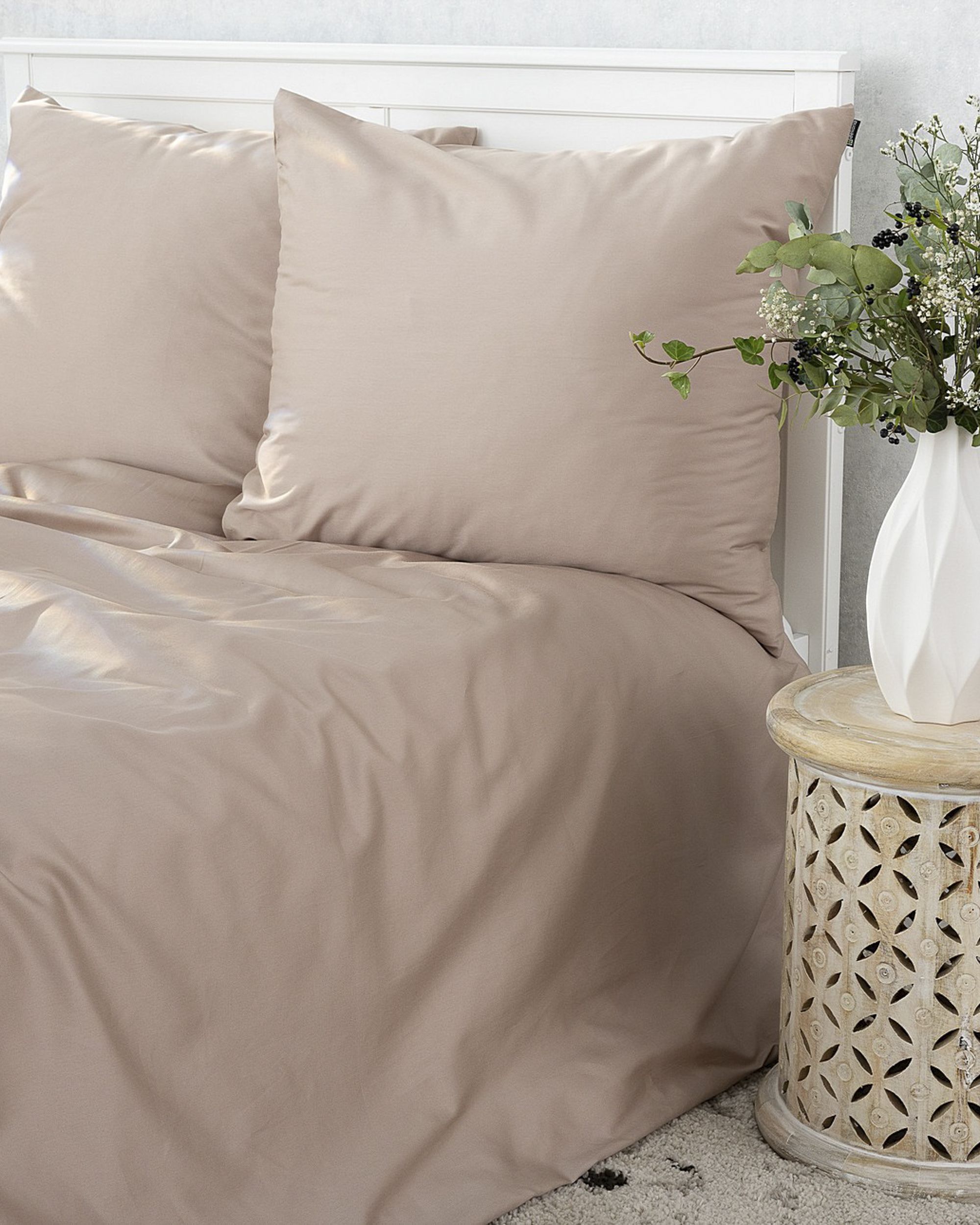 Parure de lit en satin Rose beige 220x200 cm