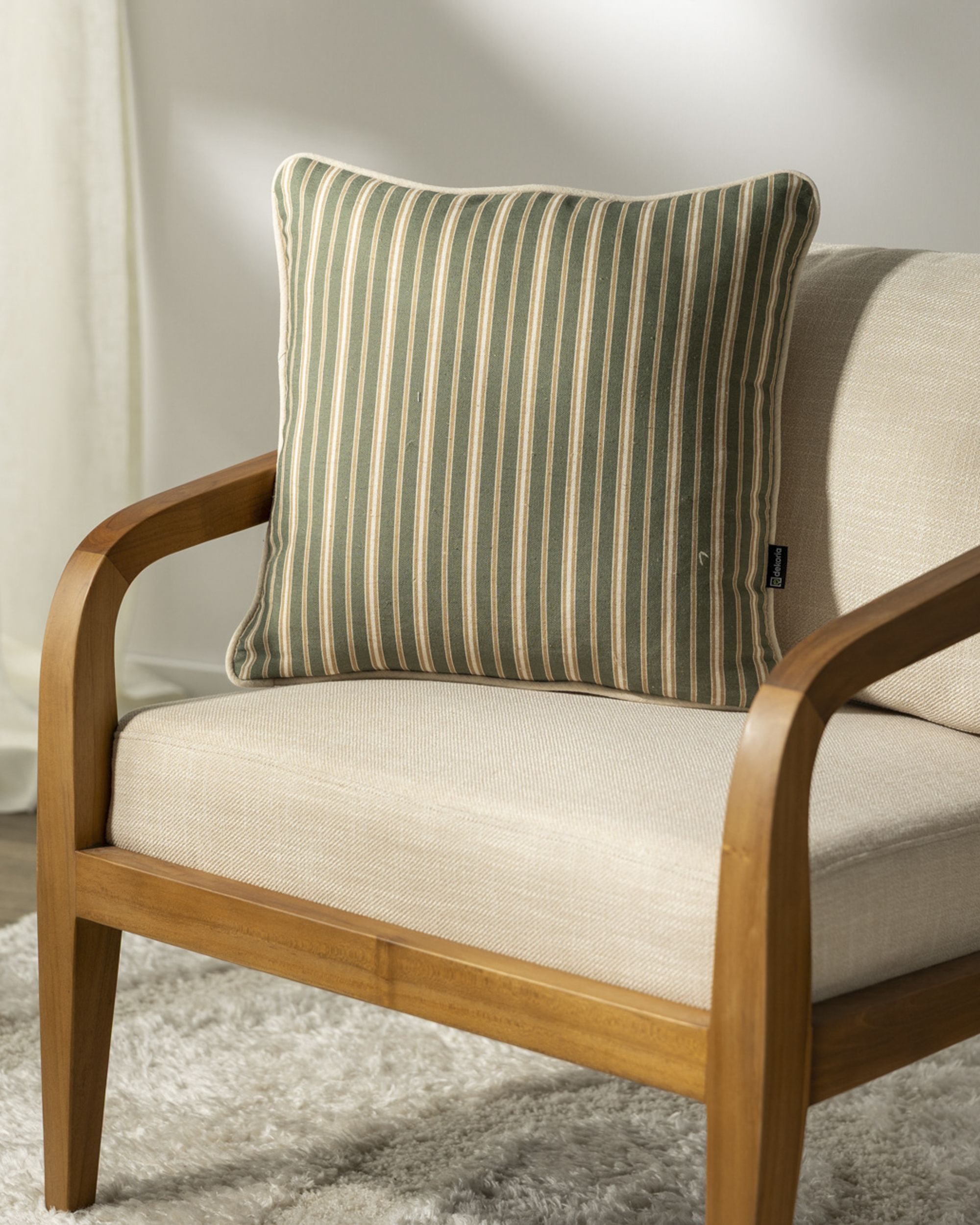 Housse de coussin Classic Stripe Olive 45x45 cm (hover)