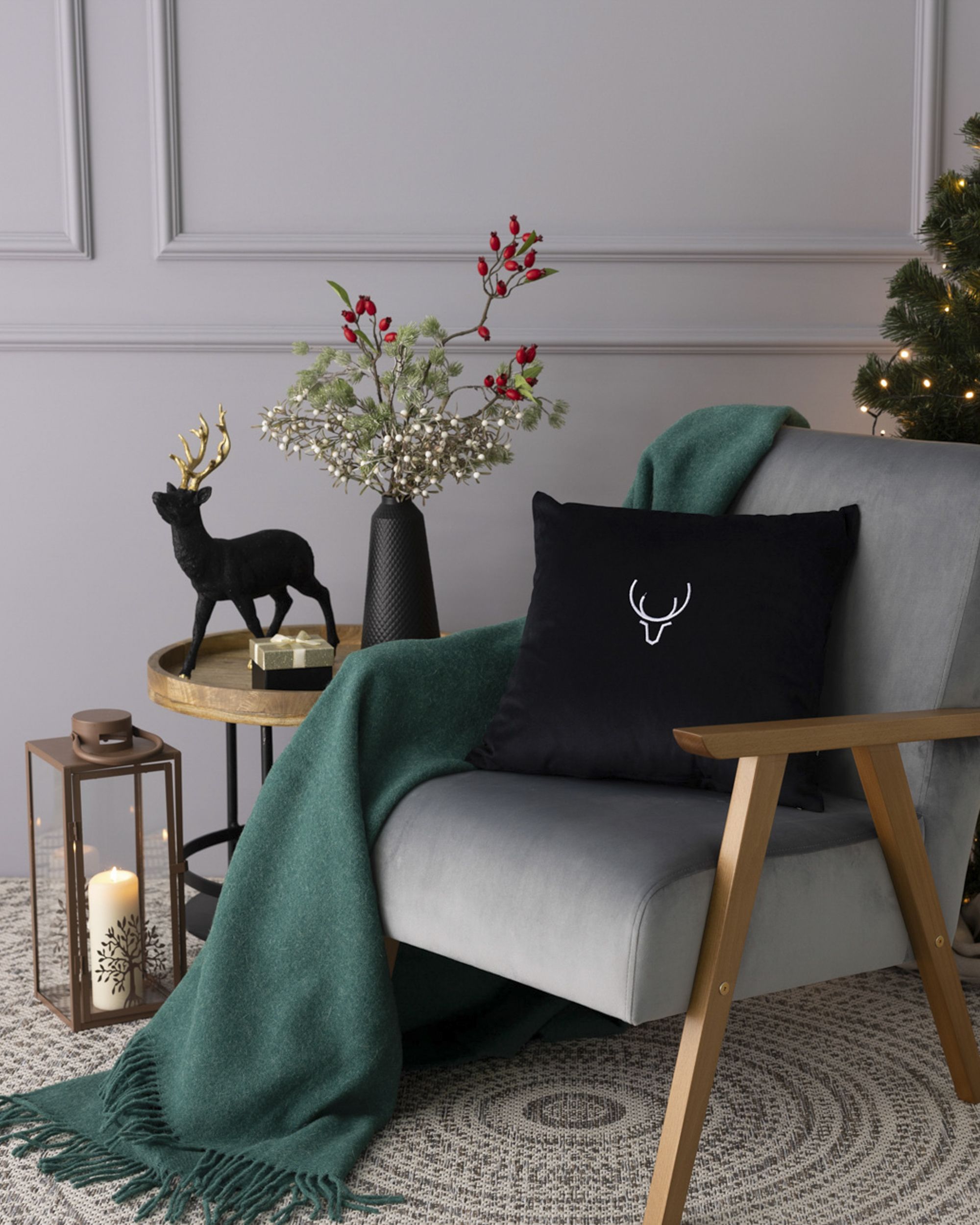 Housse de coussin Reindeer Silhouette 43x43 cm (hover)