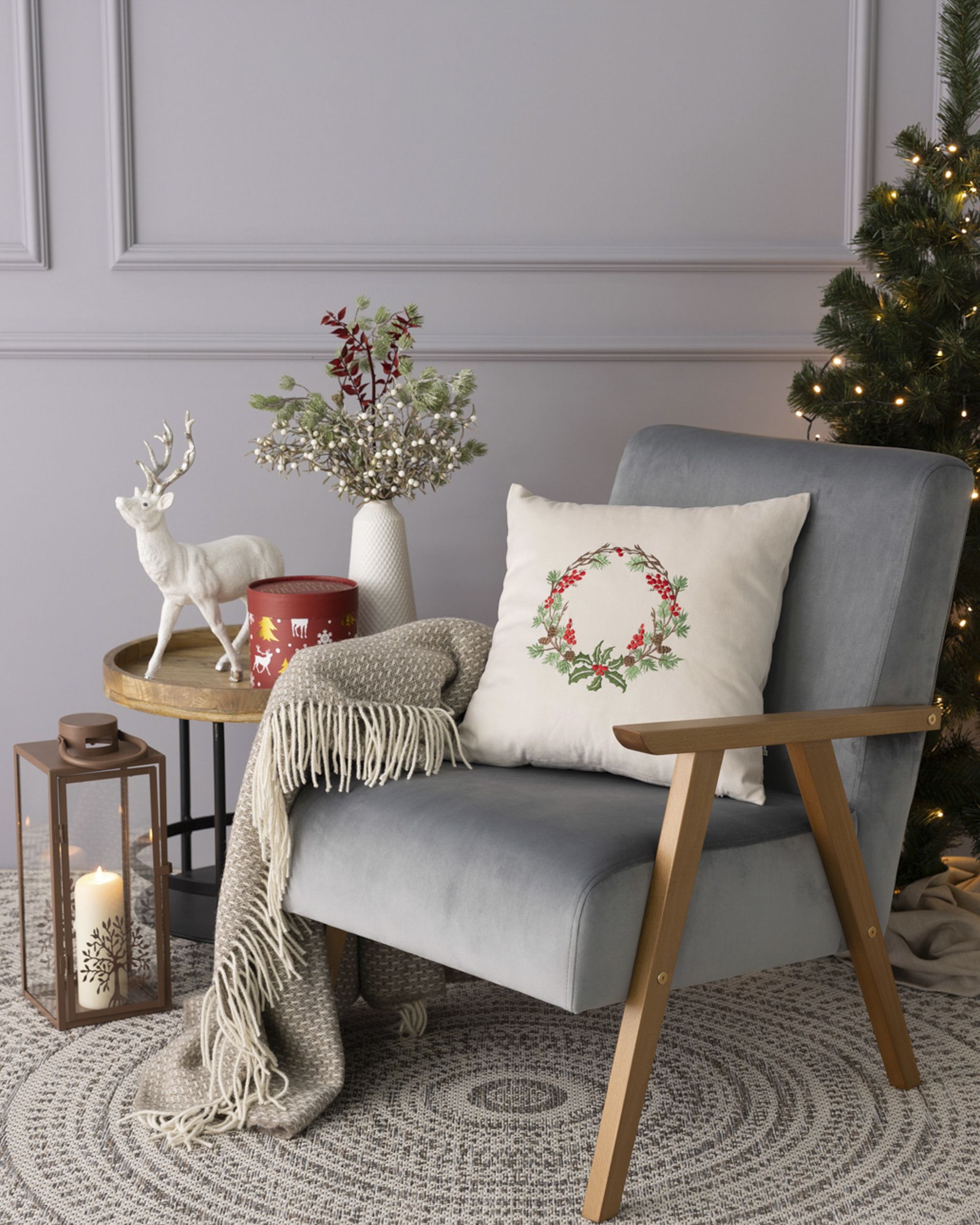 Housse de coussin Winter Wreath 43x43 cm (hover)