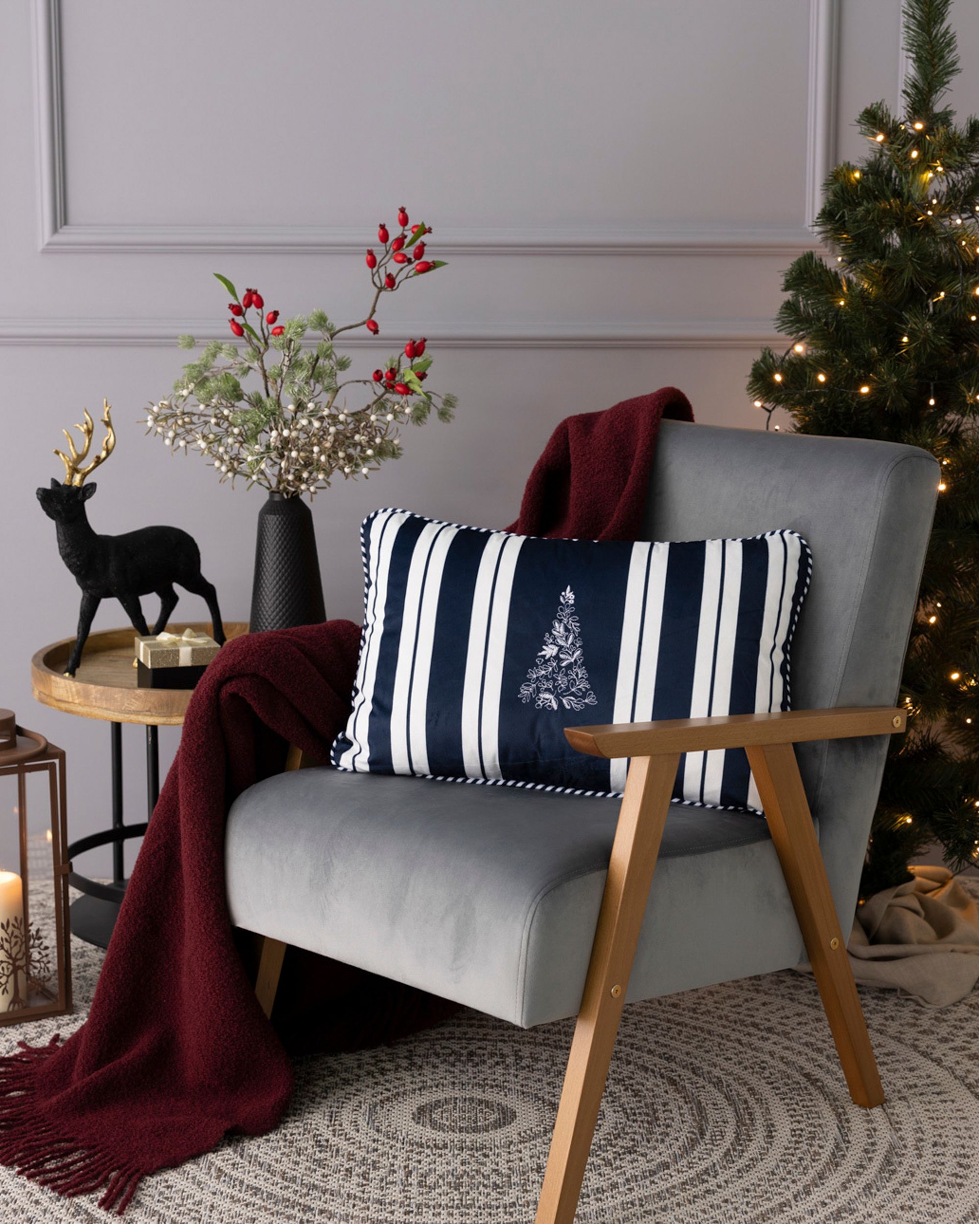 Housse de coussin Blue & White Noel 60x40 cm (hover)
