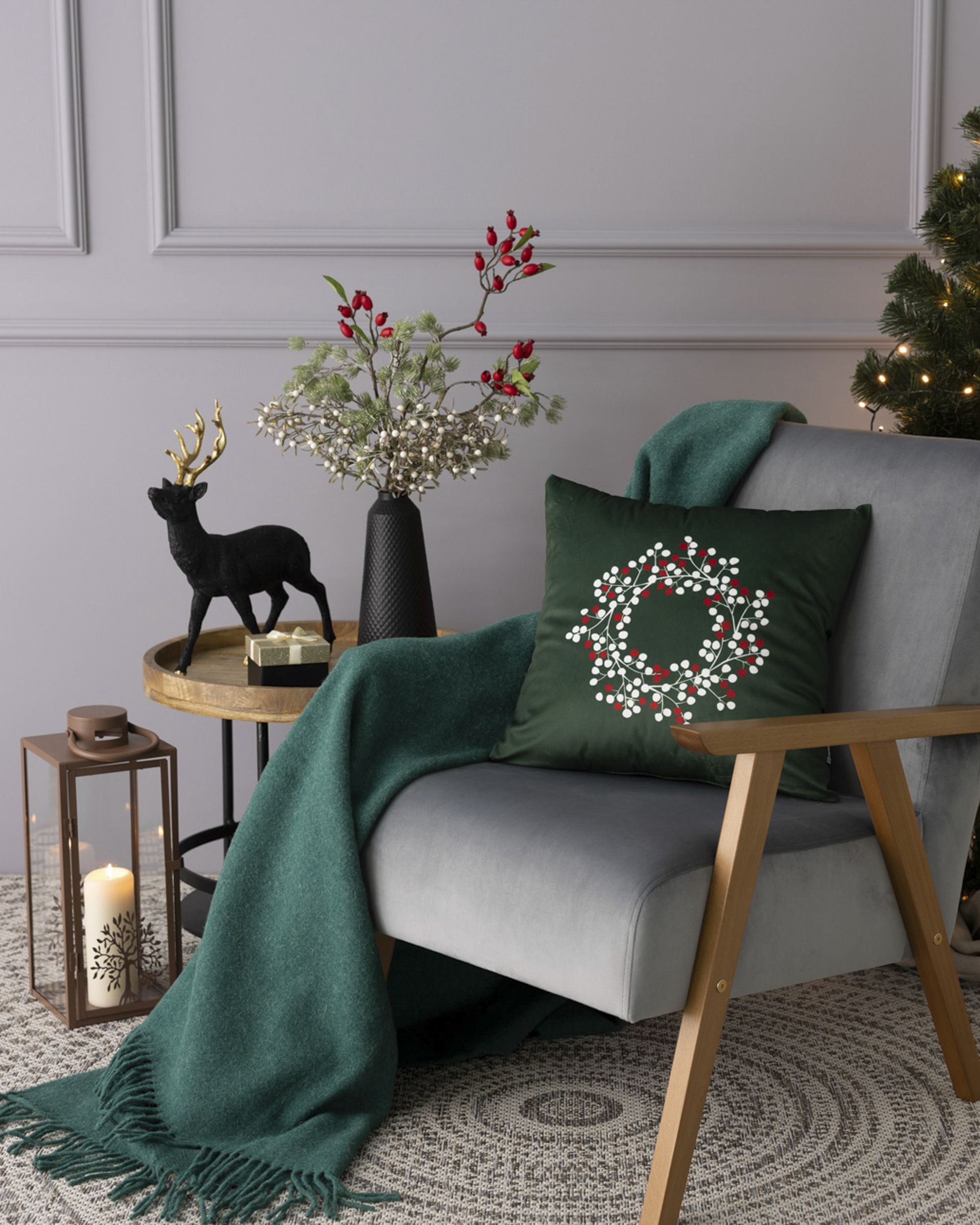 Housse de coussin Berry Wreath 43x43 cm (hover)