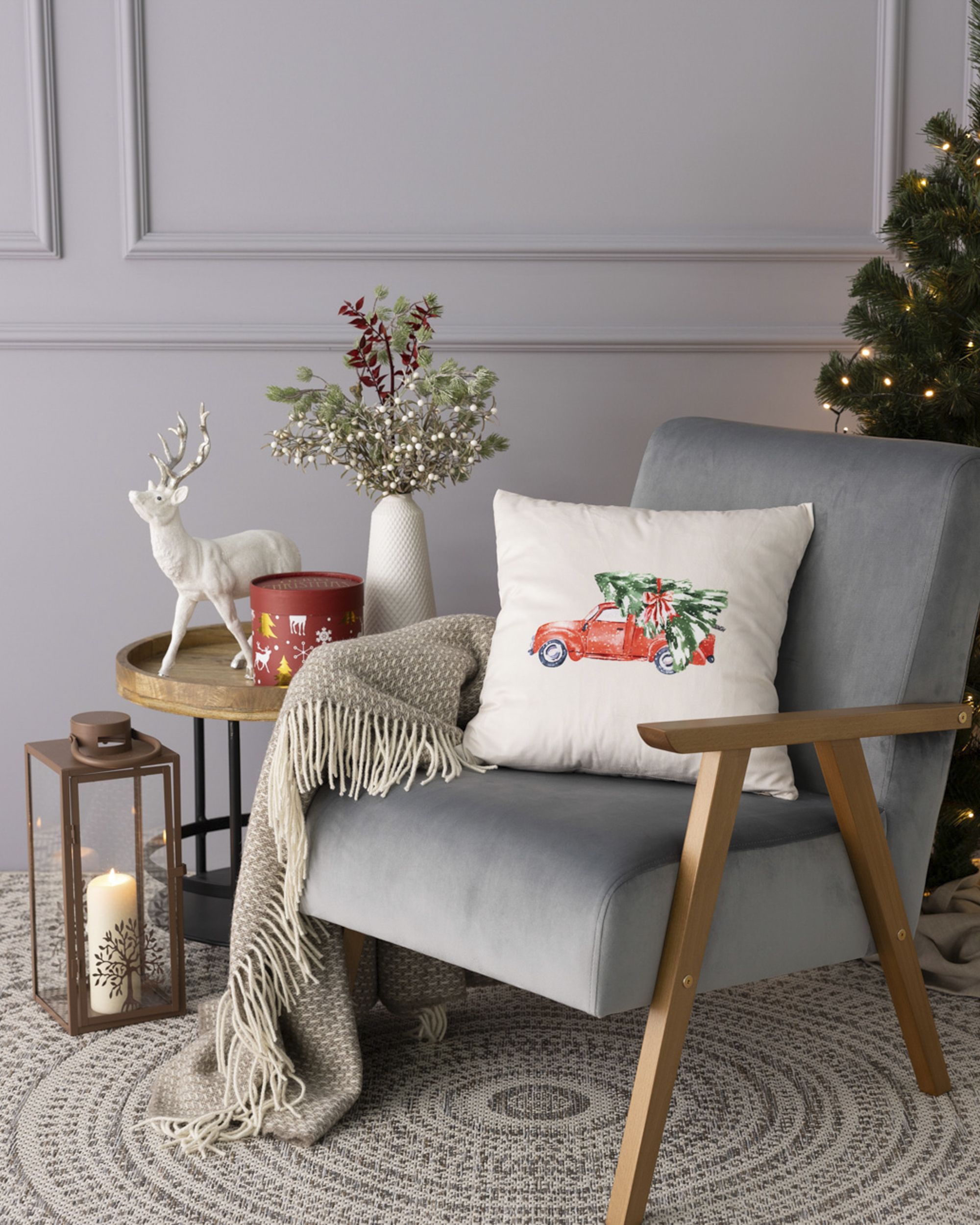 Housse de coussin Christmas Car 43x43 cm (hover)