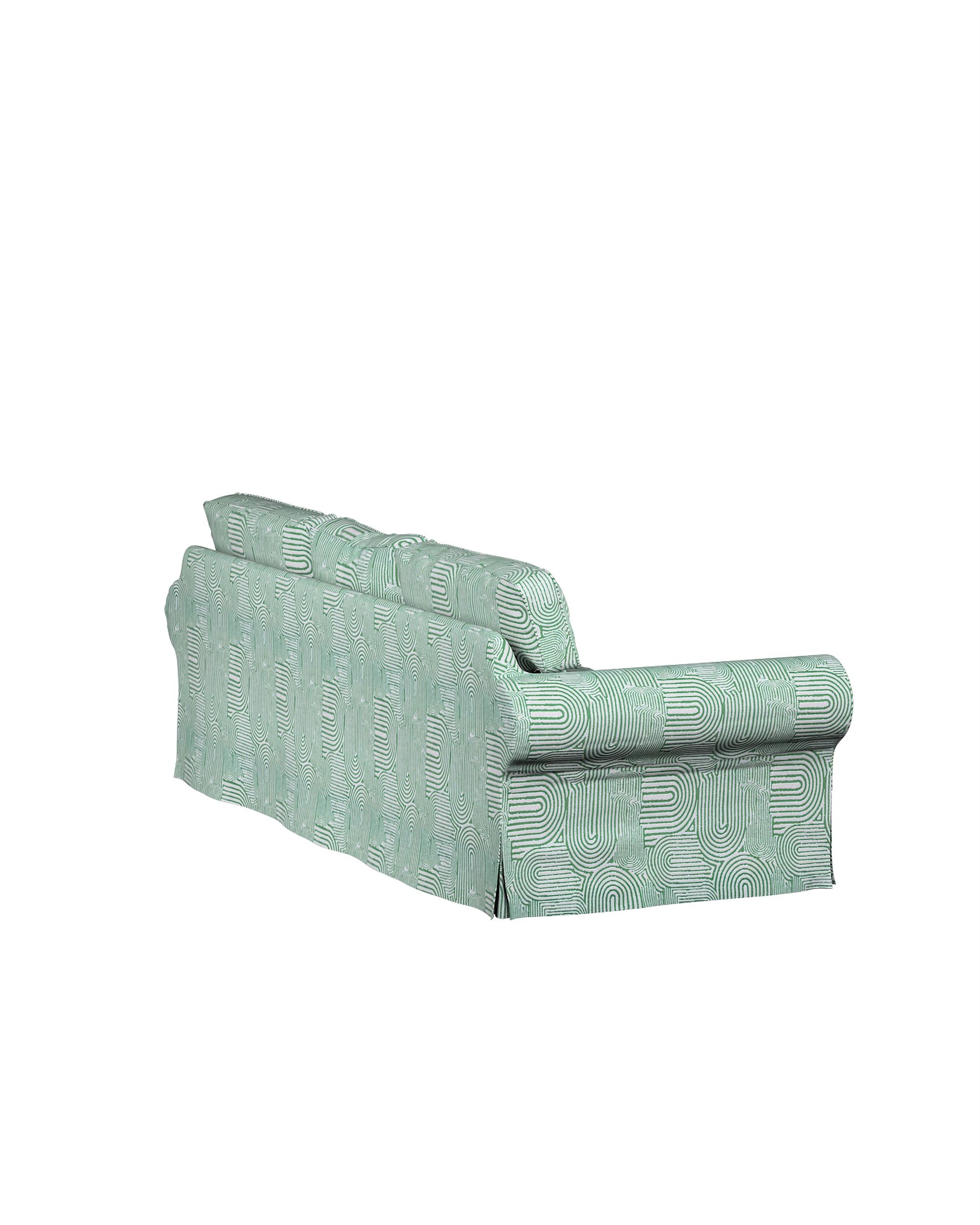Housse canapé Ektorp 3 pl, convertible couleur vert tissu tresse, à motifs (hover)