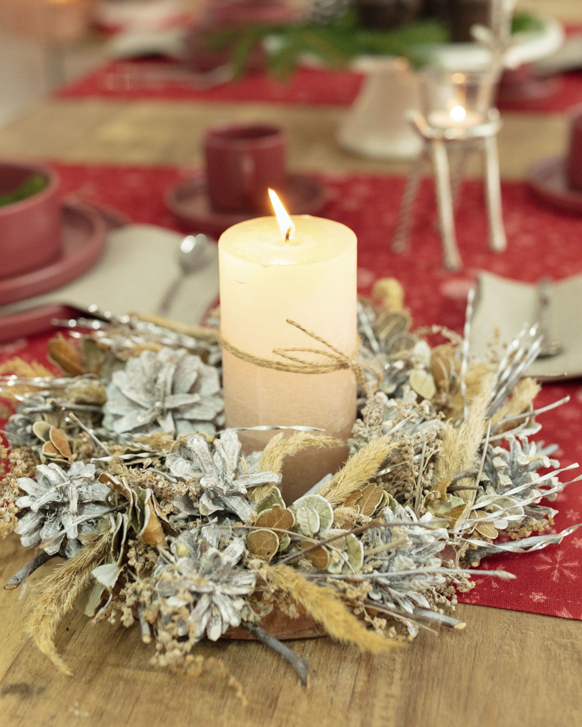 Couronne de porte Winter Cone ⌀30cm beige (hover)