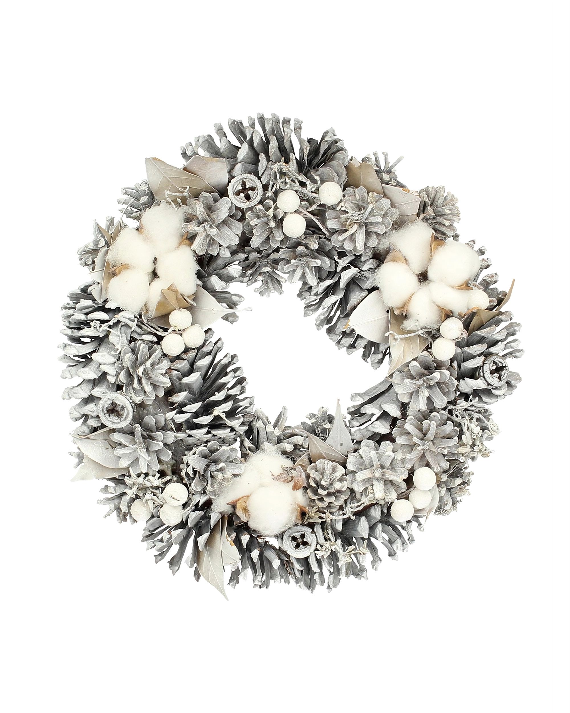 Couronne de porte Winter Cone ⌀30cm silver