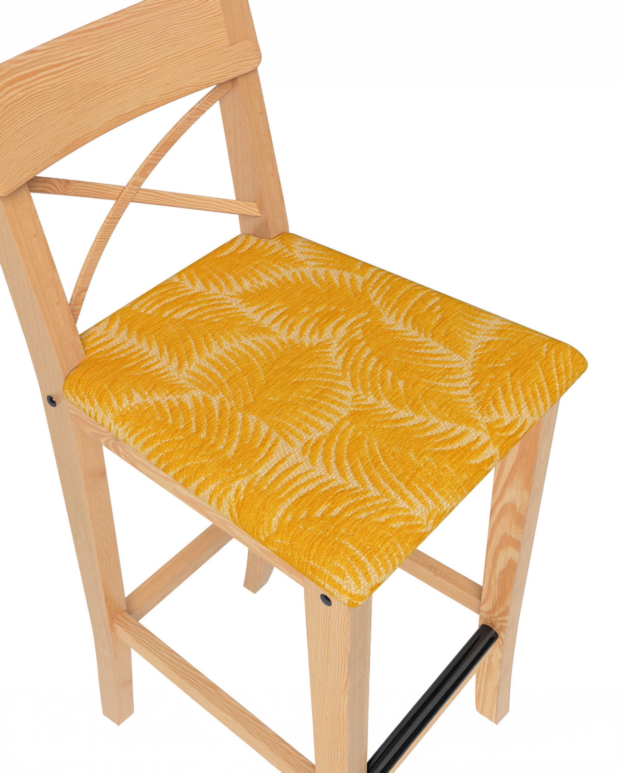 Housse pour chaise de bar Ingolf avec assise rembourrée couleur jaune tissu tresse, à motifs (hover)